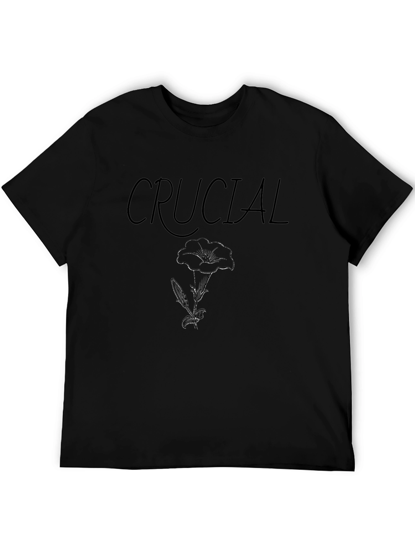Crucial Flower Graphic Black T-Shirt