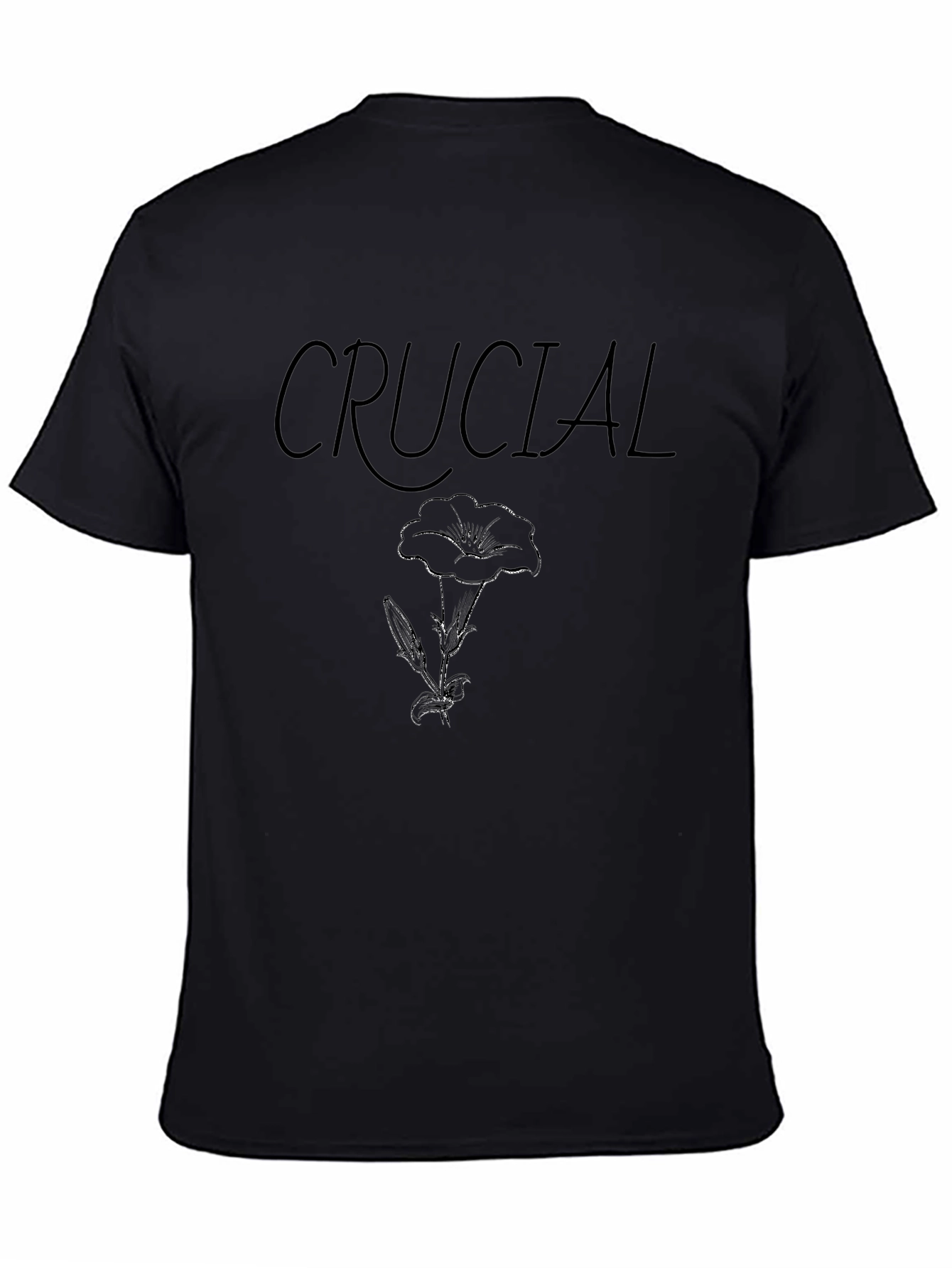 Crucial Flower Graphic Black T-Shirt
