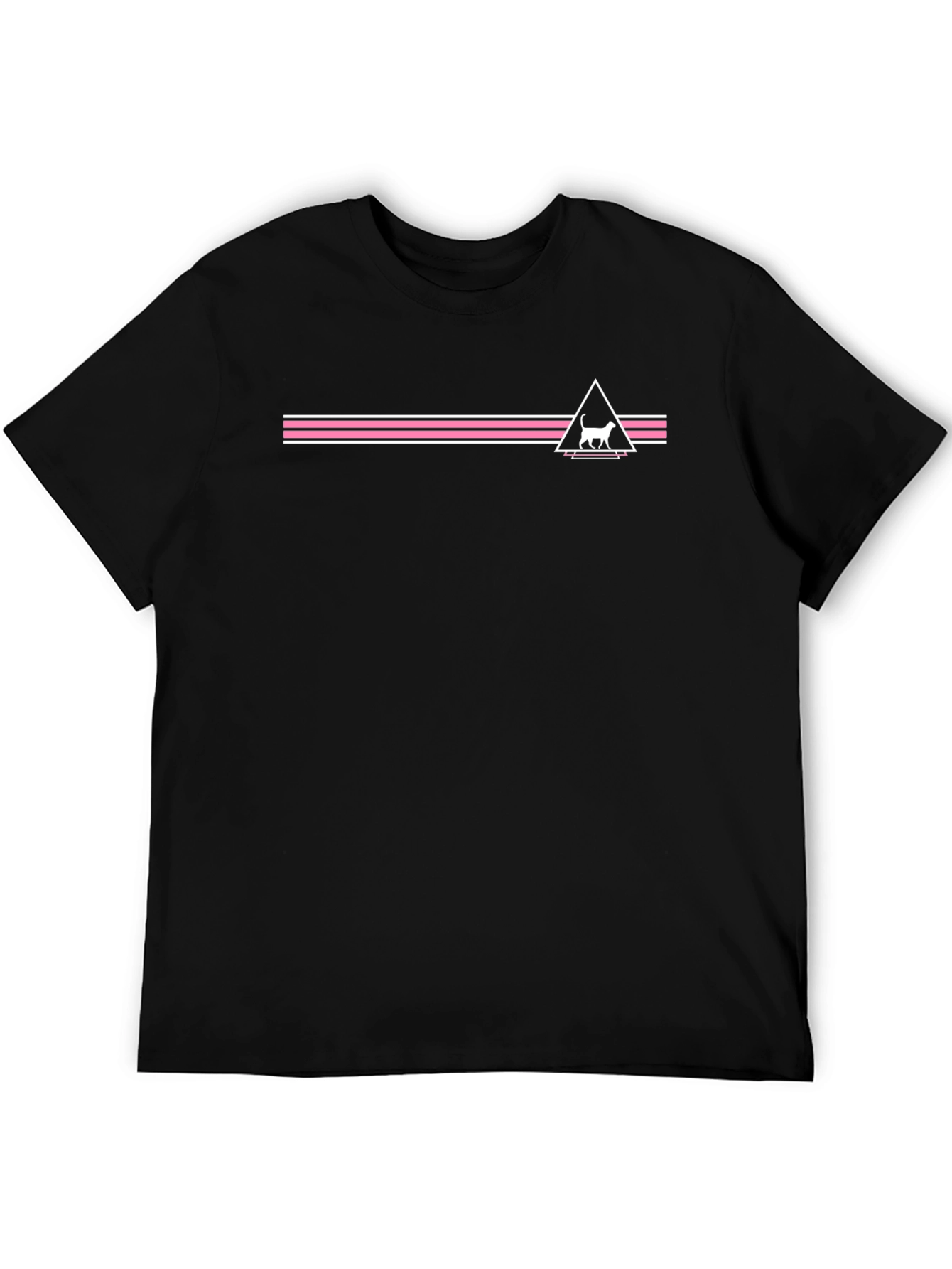 Modern Cat Graphic Tee - Black Cotton Blend