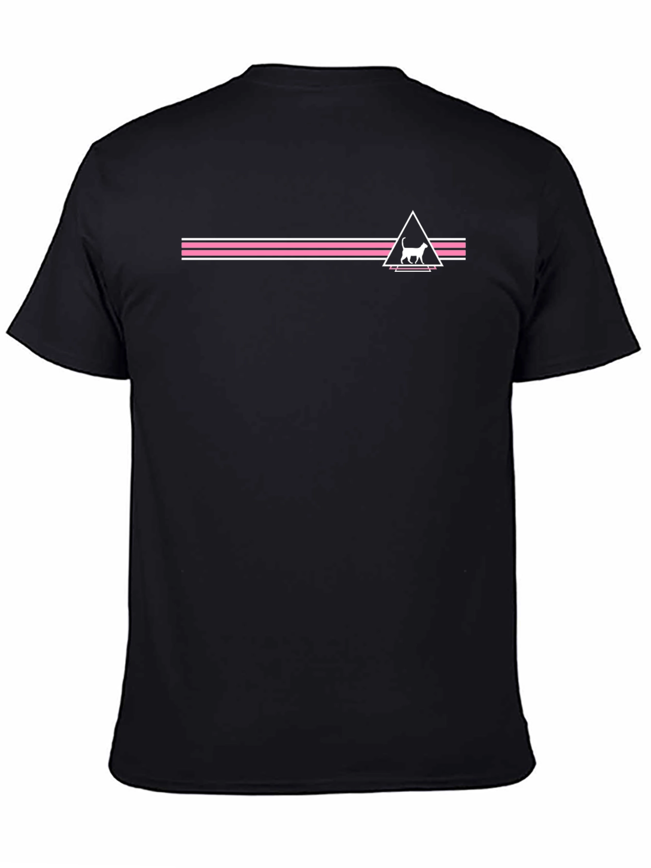 Modern Cat Graphic Tee - Black Cotton Blend