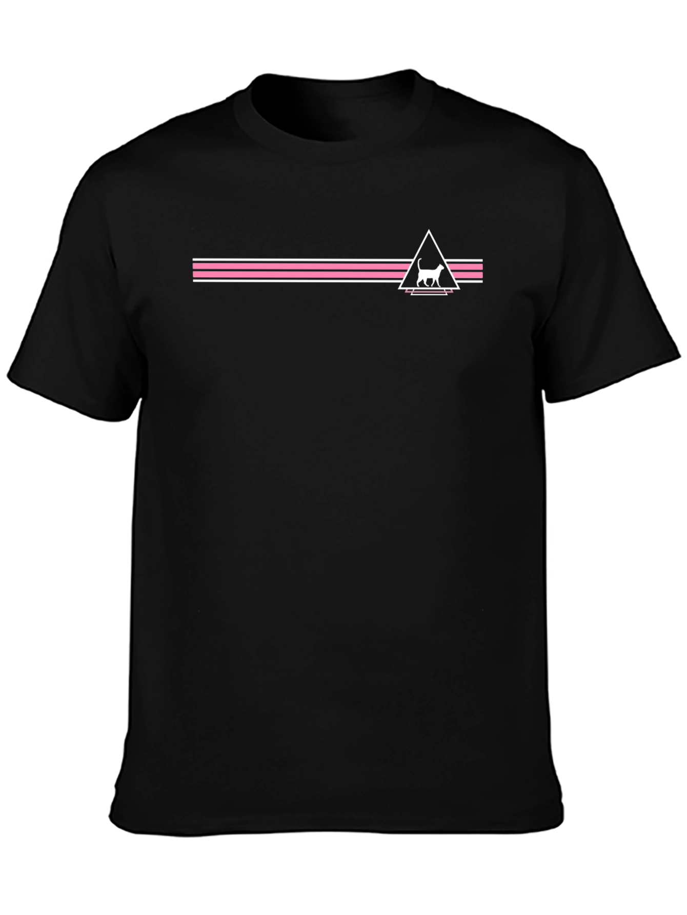 Modern Cat Graphic Tee - Black Cotton Blend