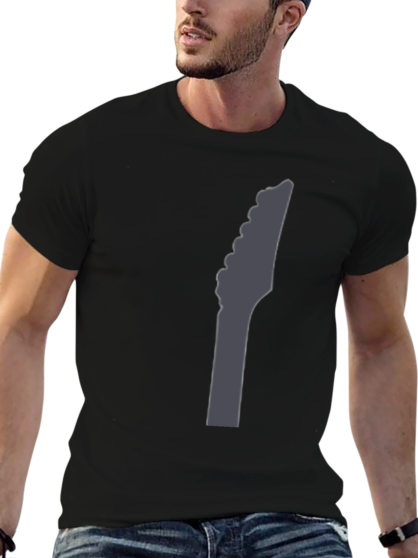 Guitar Headstock Graphic Black T-Shirt
