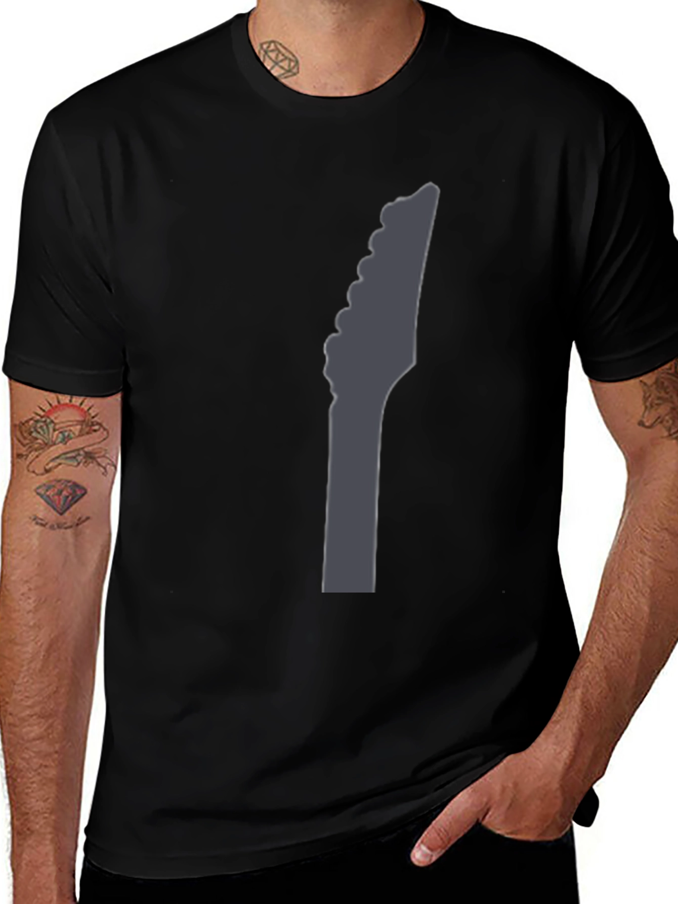 Guitar Headstock Graphic Black T-Shirt