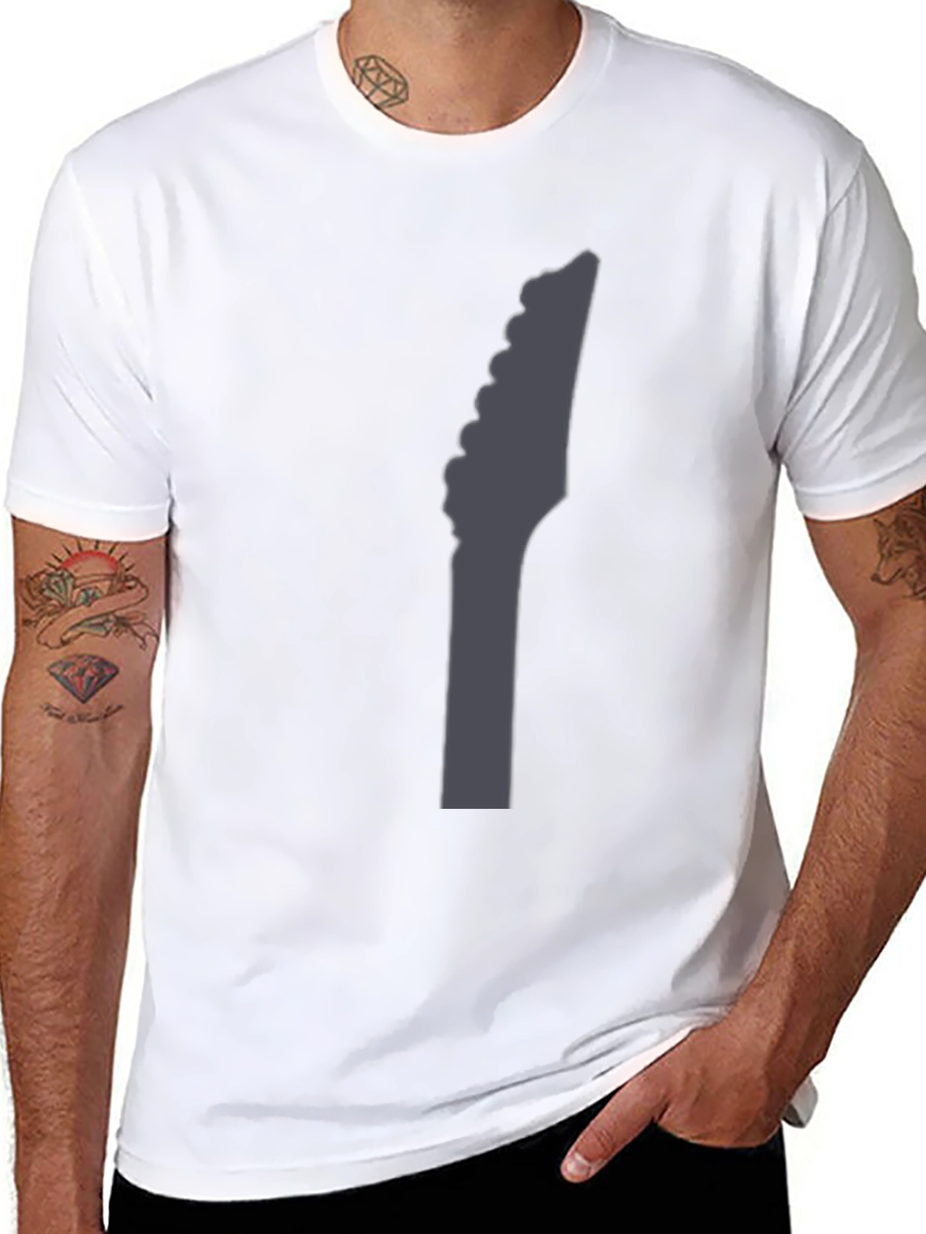 Guitar Headstock Graphic Black T-Shirt