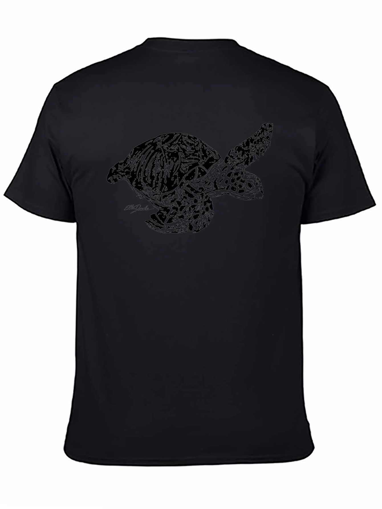 Sea Turtle Graphic Tee - Black Cotton T-Shirt