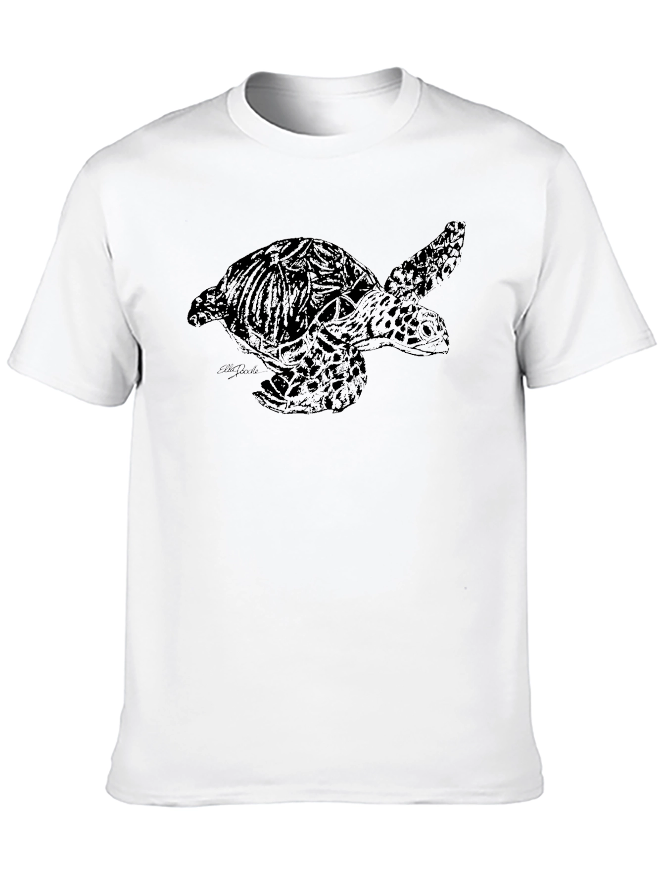 Sea Turtle Graphic Tee - Black Cotton T-Shirt