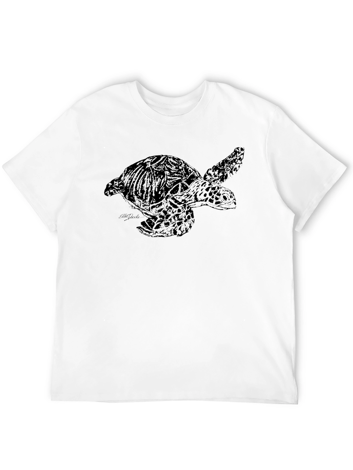 Sea Turtle Graphic Tee - Black Cotton T-Shirt