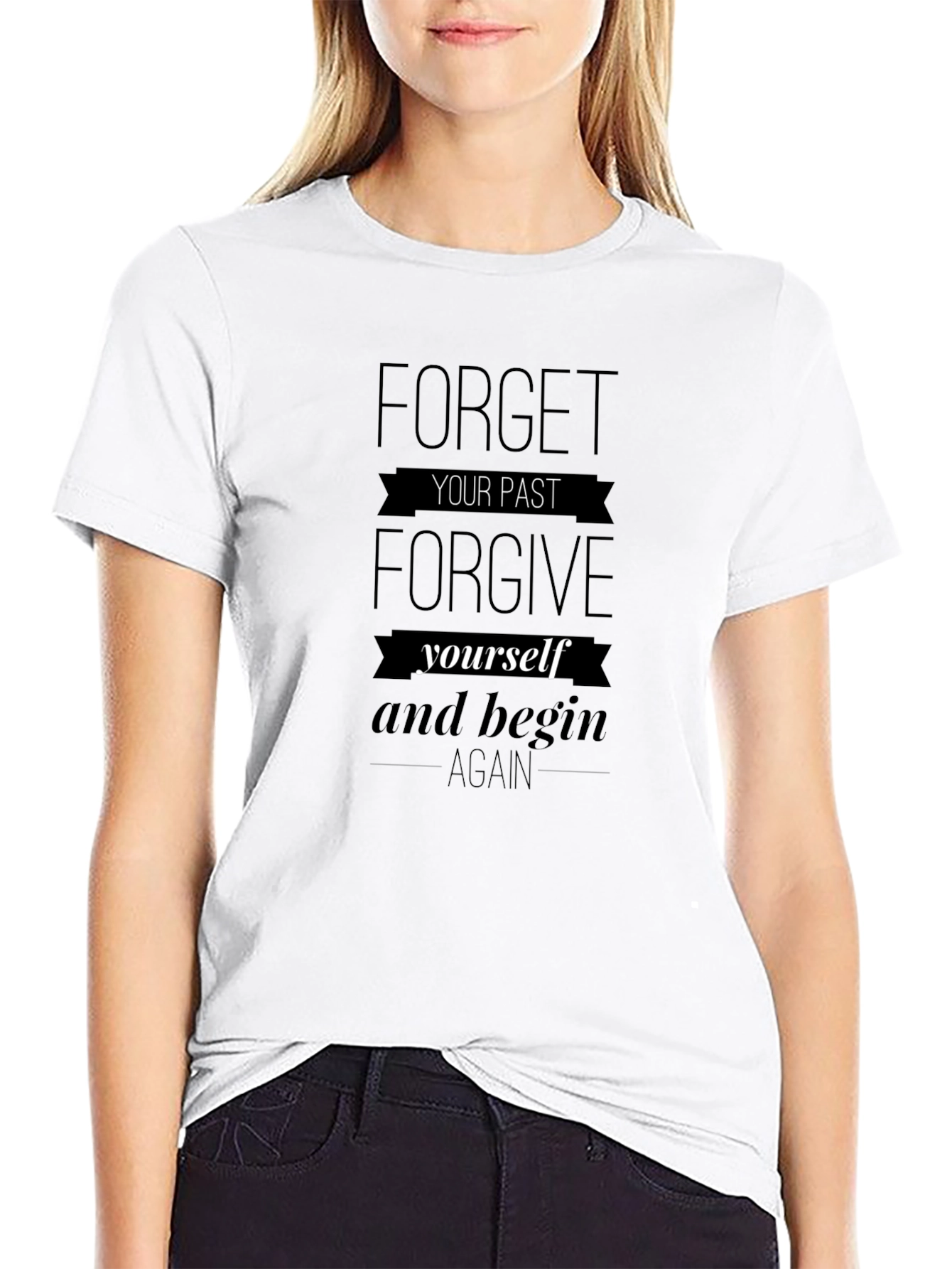 Motivational Forget Forgive Black T-Shirt
