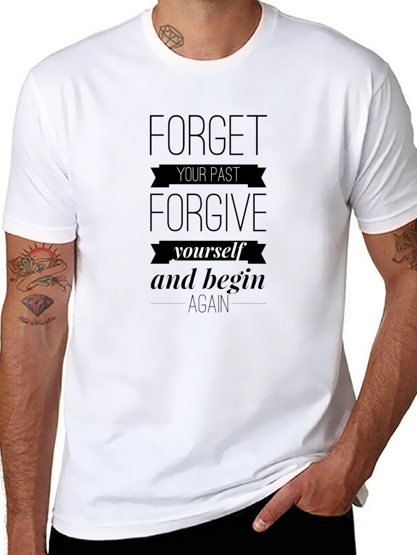 Motivational Forget Forgive Black T-Shirt