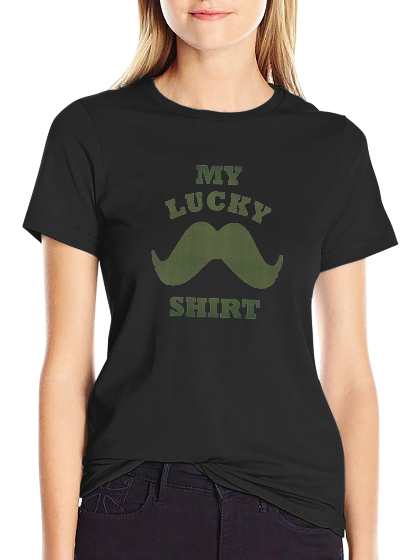 Lucky Mustache Graphic Tee - Mens Black T-Shirt