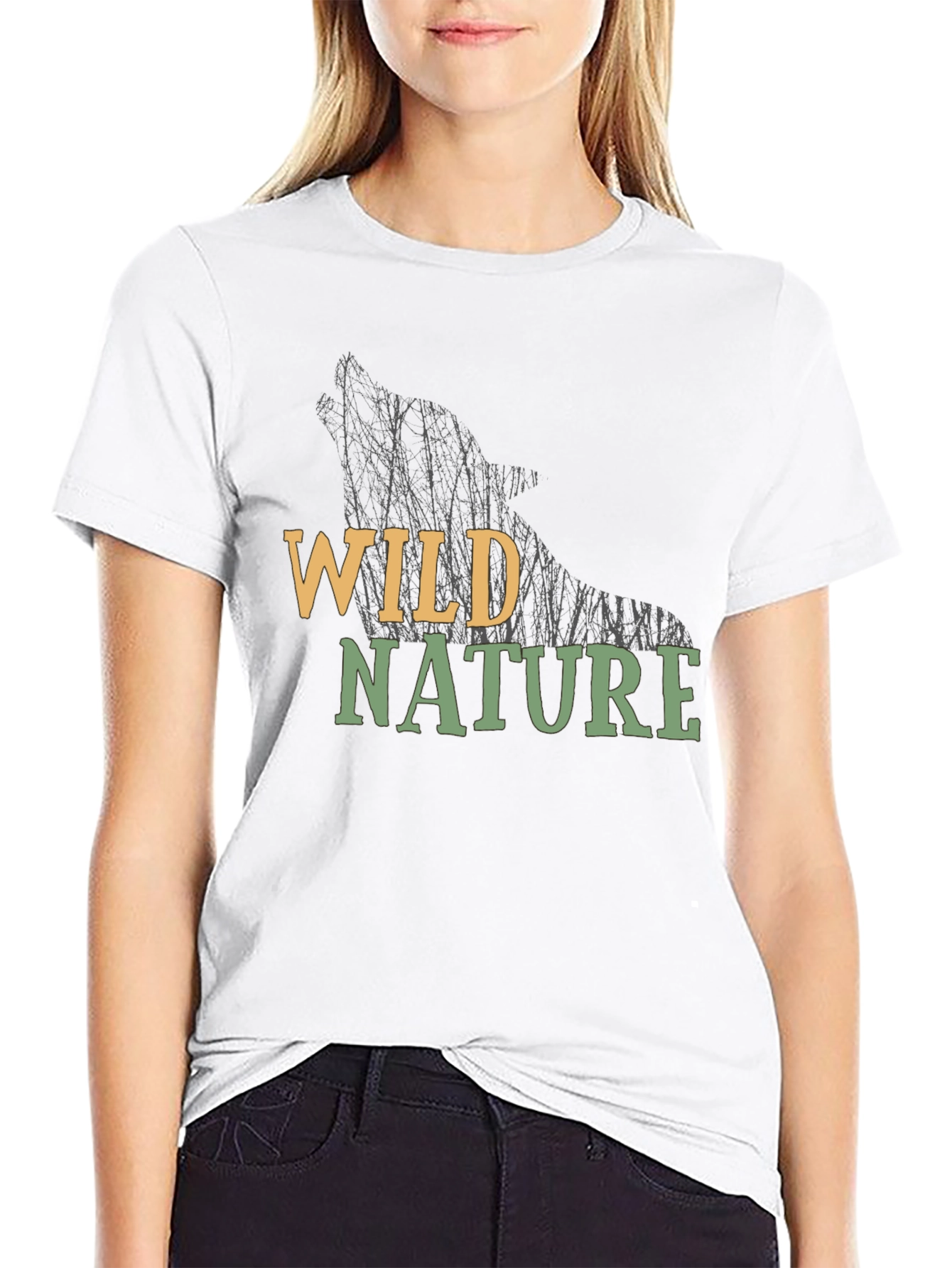 Wild Nature Wolf Graphic Tee - Black Cotton T-Shirt