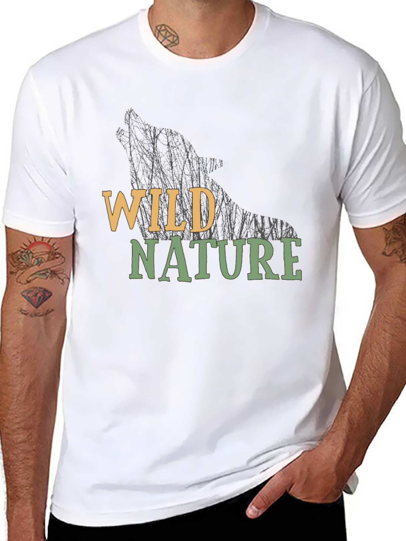 Wild Nature Wolf Graphic Tee - Black Cotton T-Shirt