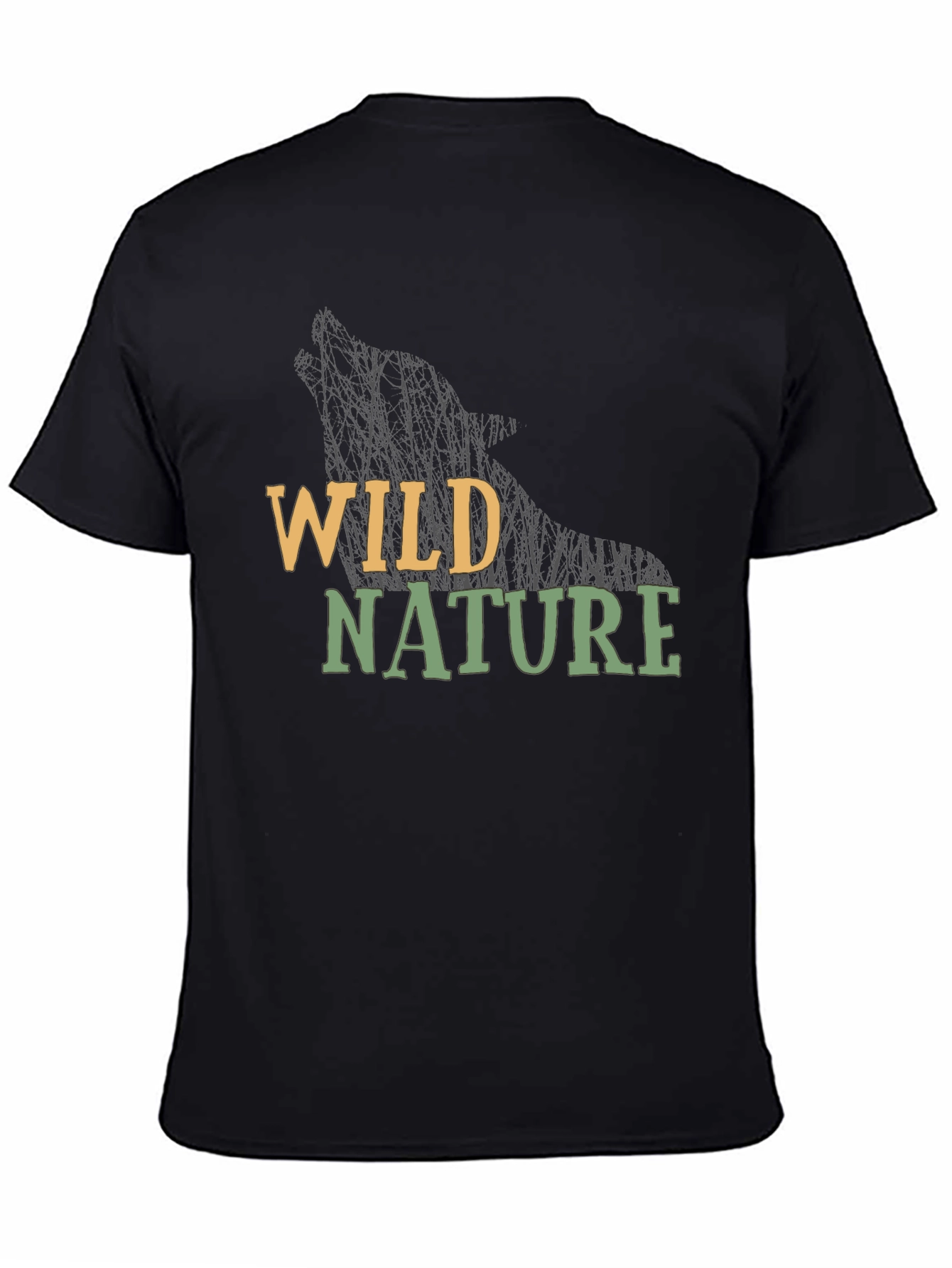 Wild Nature Wolf Graphic Tee - Black Cotton T-Shirt