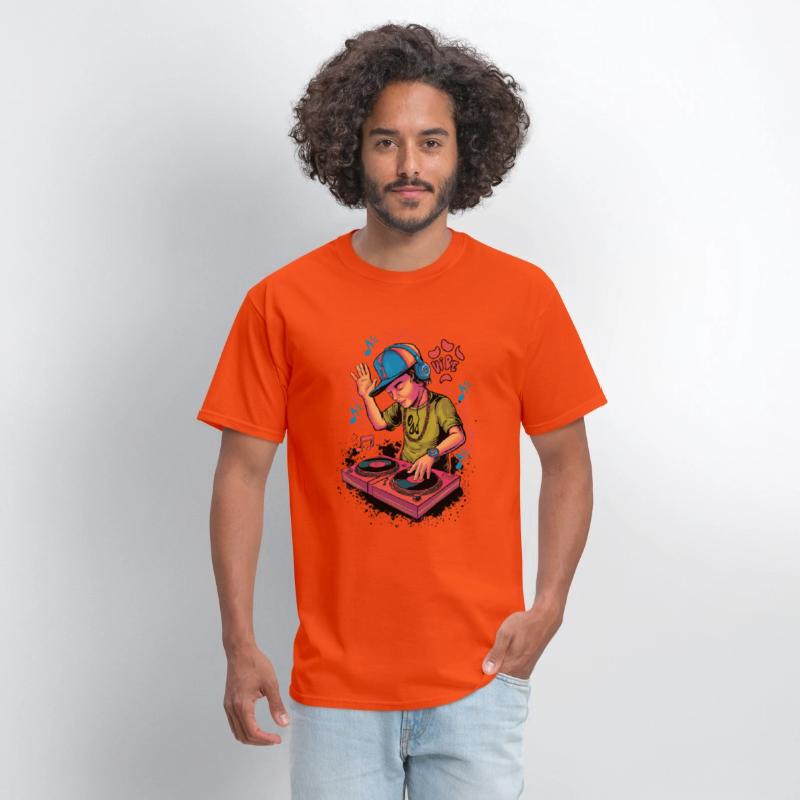 dj turntable boy illustration with vibe