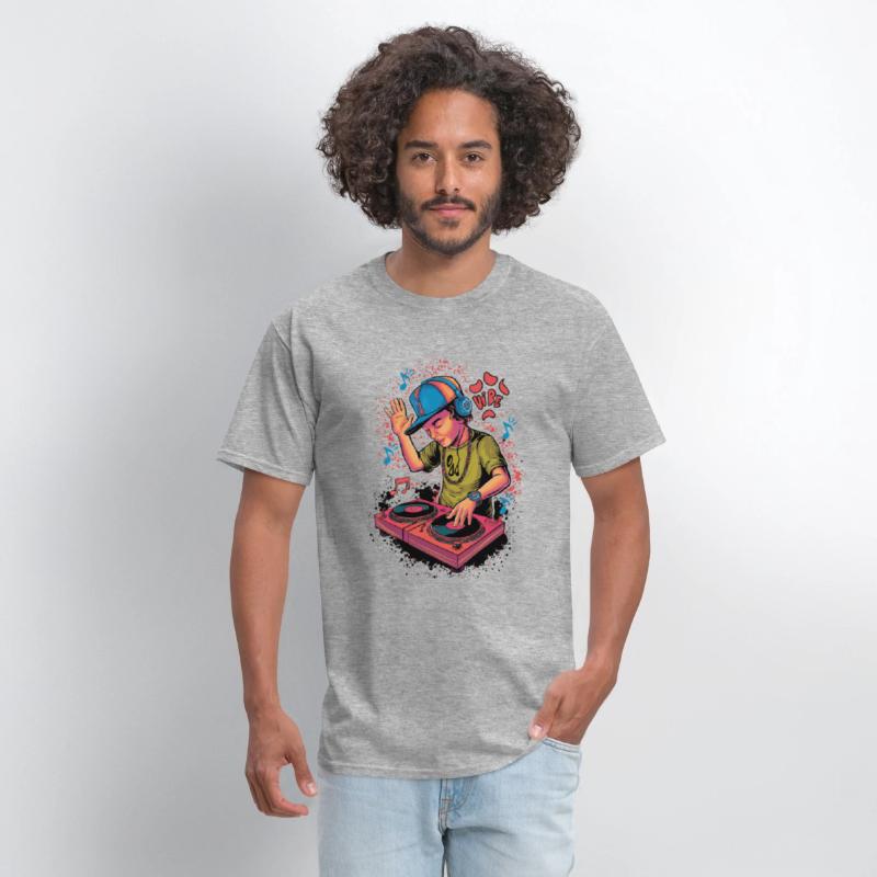 dj turntable boy illustration with vibe