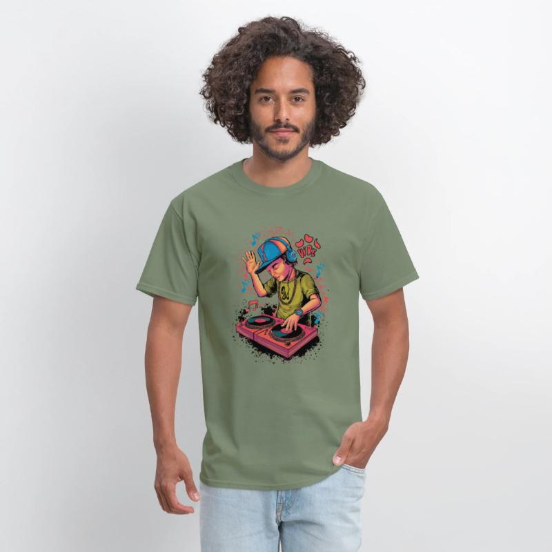 dj turntable boy illustration with vibe