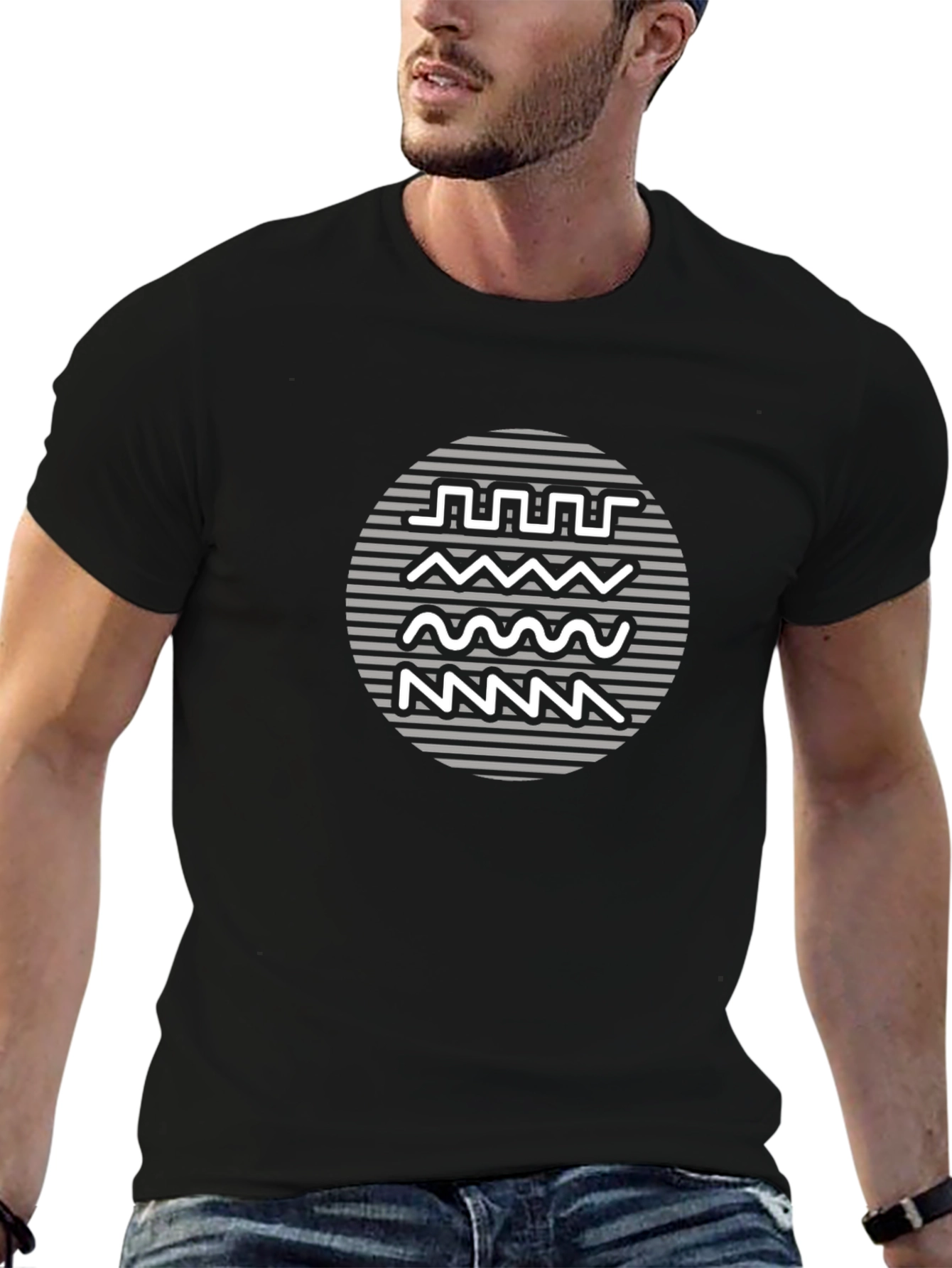 Abstract Wave Graphic Tee - Modern Casual Shirt