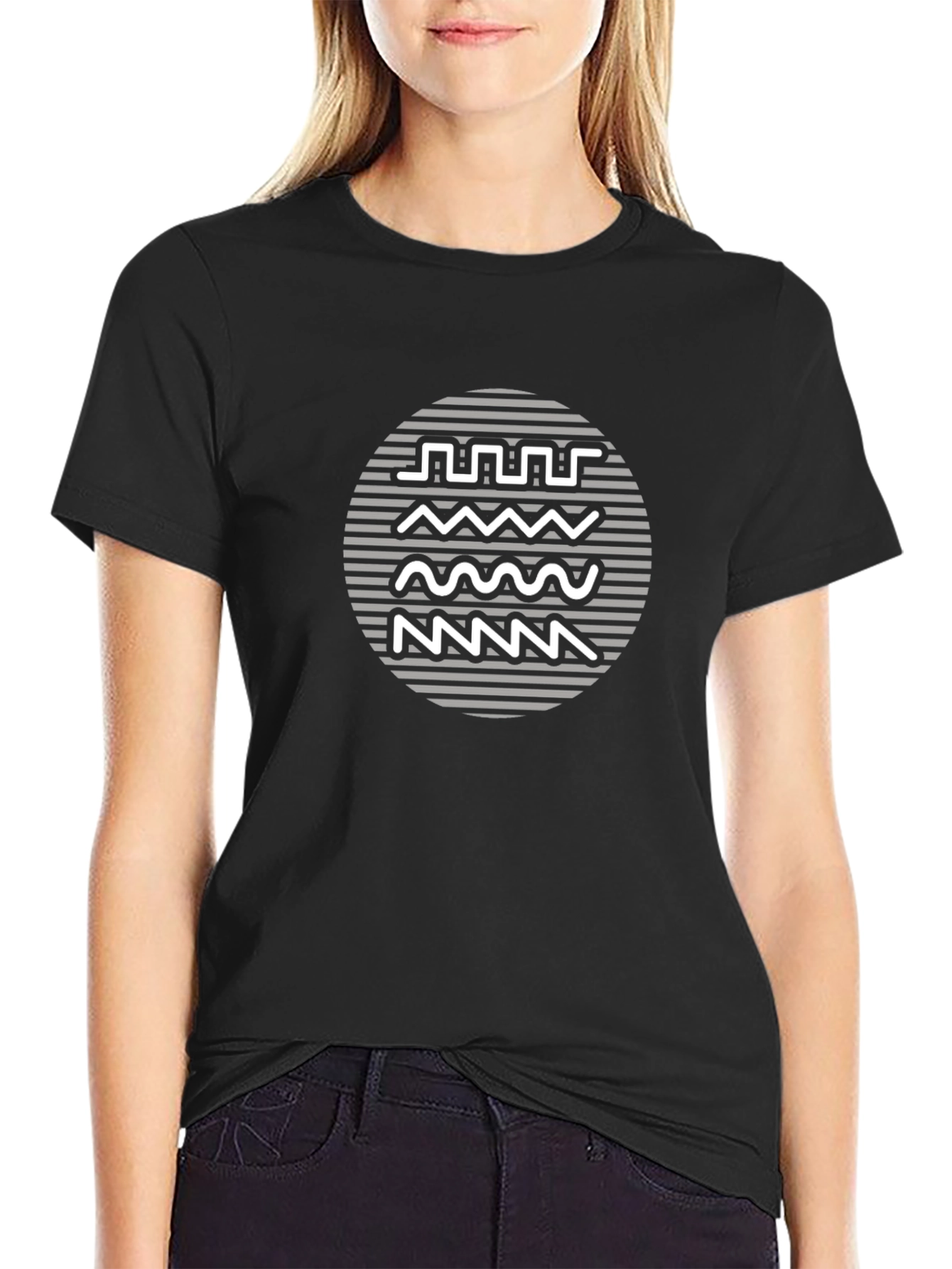 Abstract Wave Graphic Tee - Modern Casual Shirt