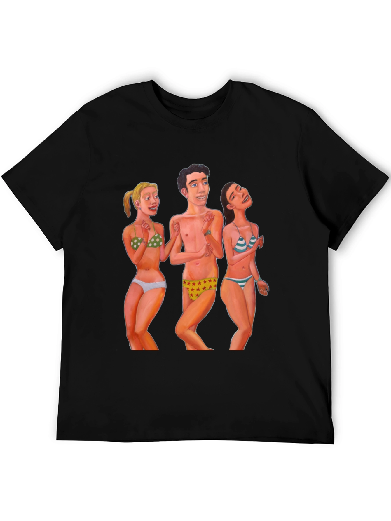 Funky T-Shirt with Beach Cartoon Print