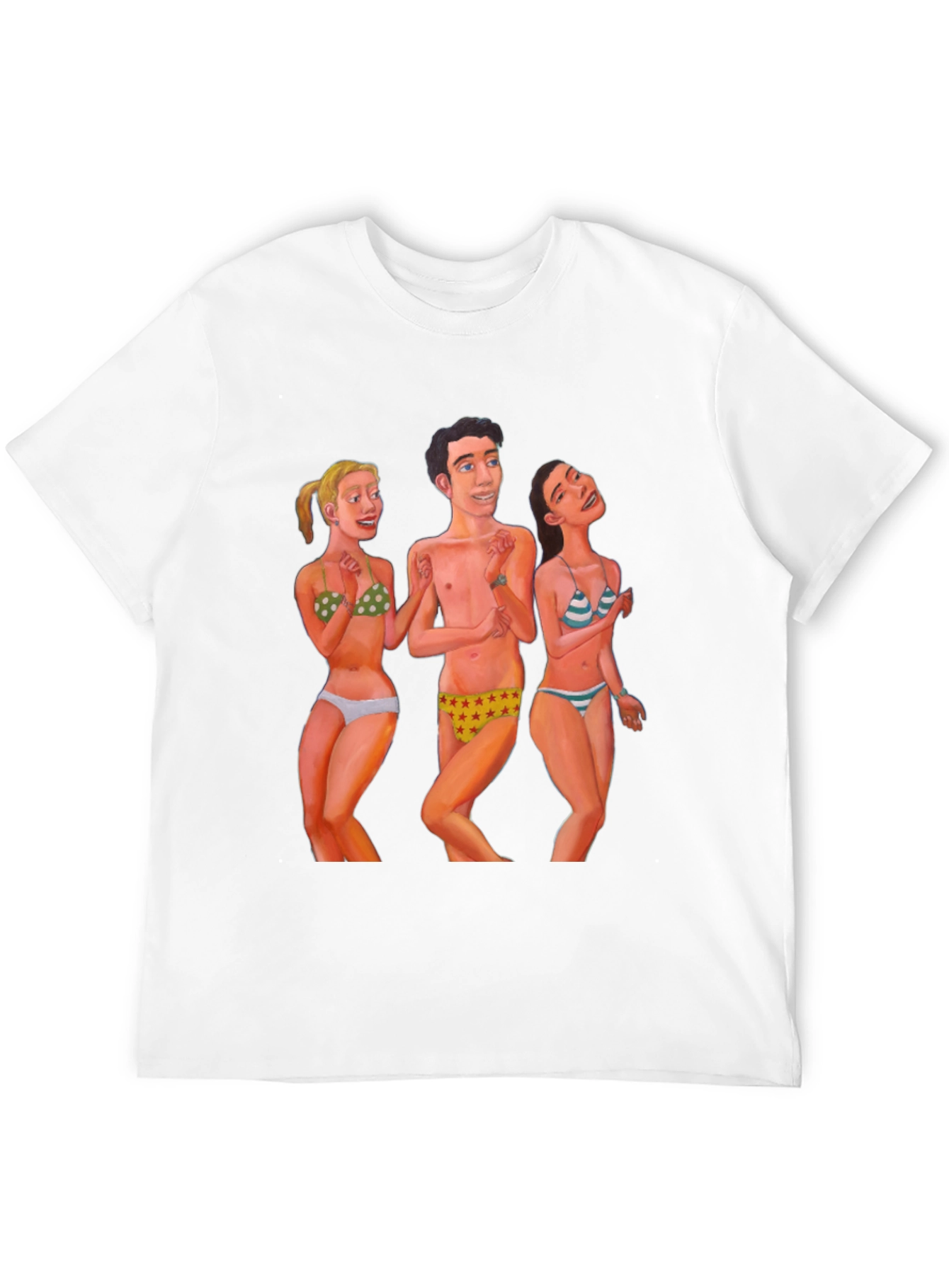 Funky T-Shirt with Beach Cartoon Print