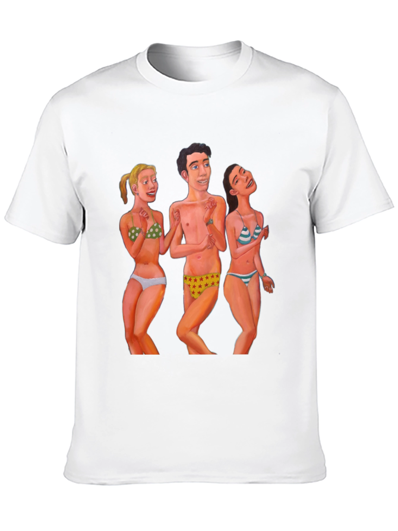 Funky T-Shirt with Beach Cartoon Print