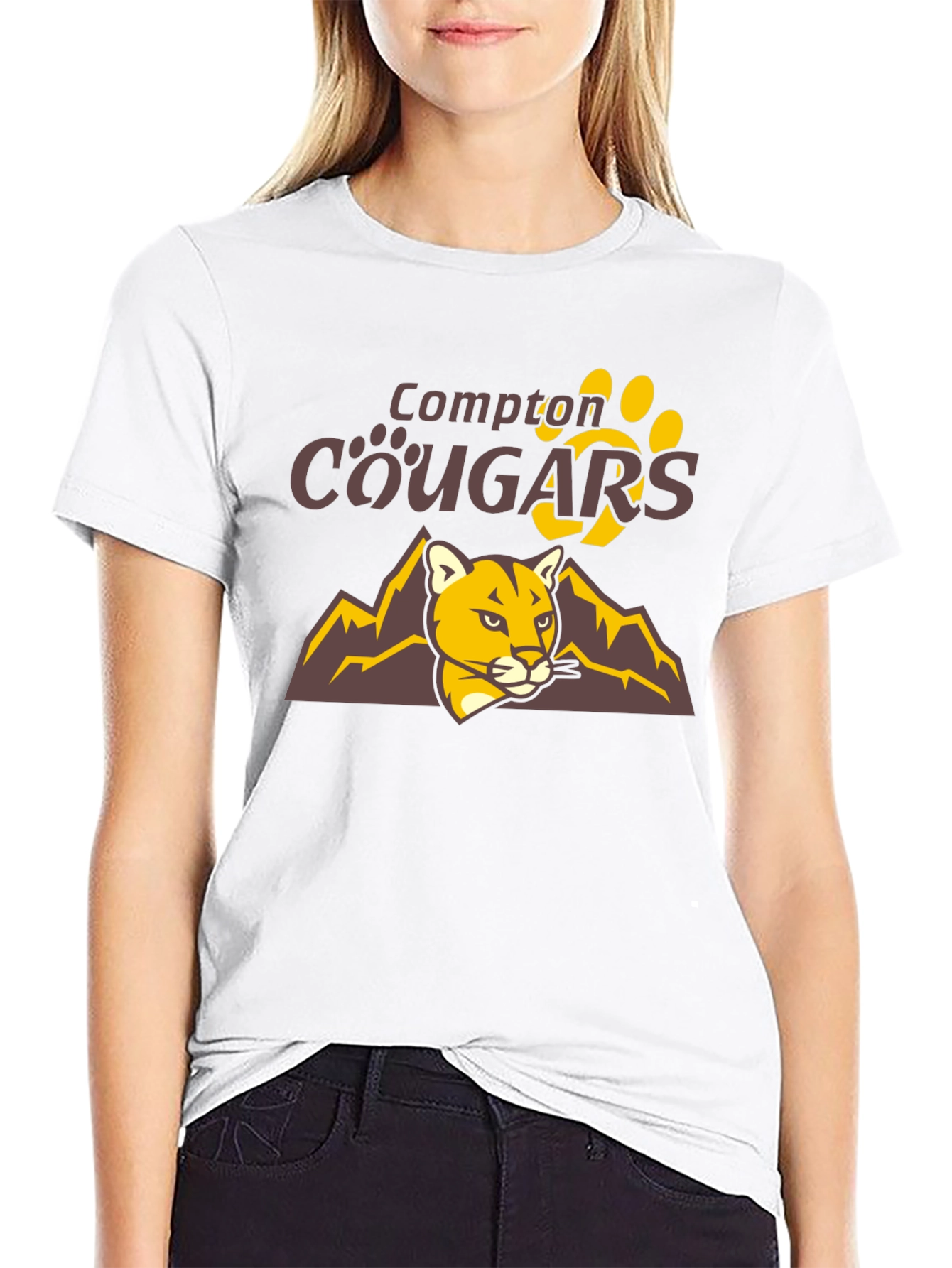 Compton Cougars Graphic T-Shirt - Black