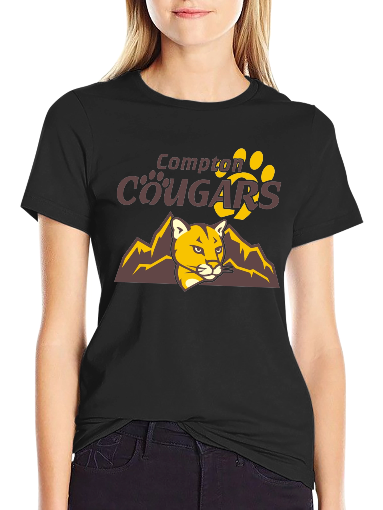 Compton Cougars Graphic T-Shirt - Black