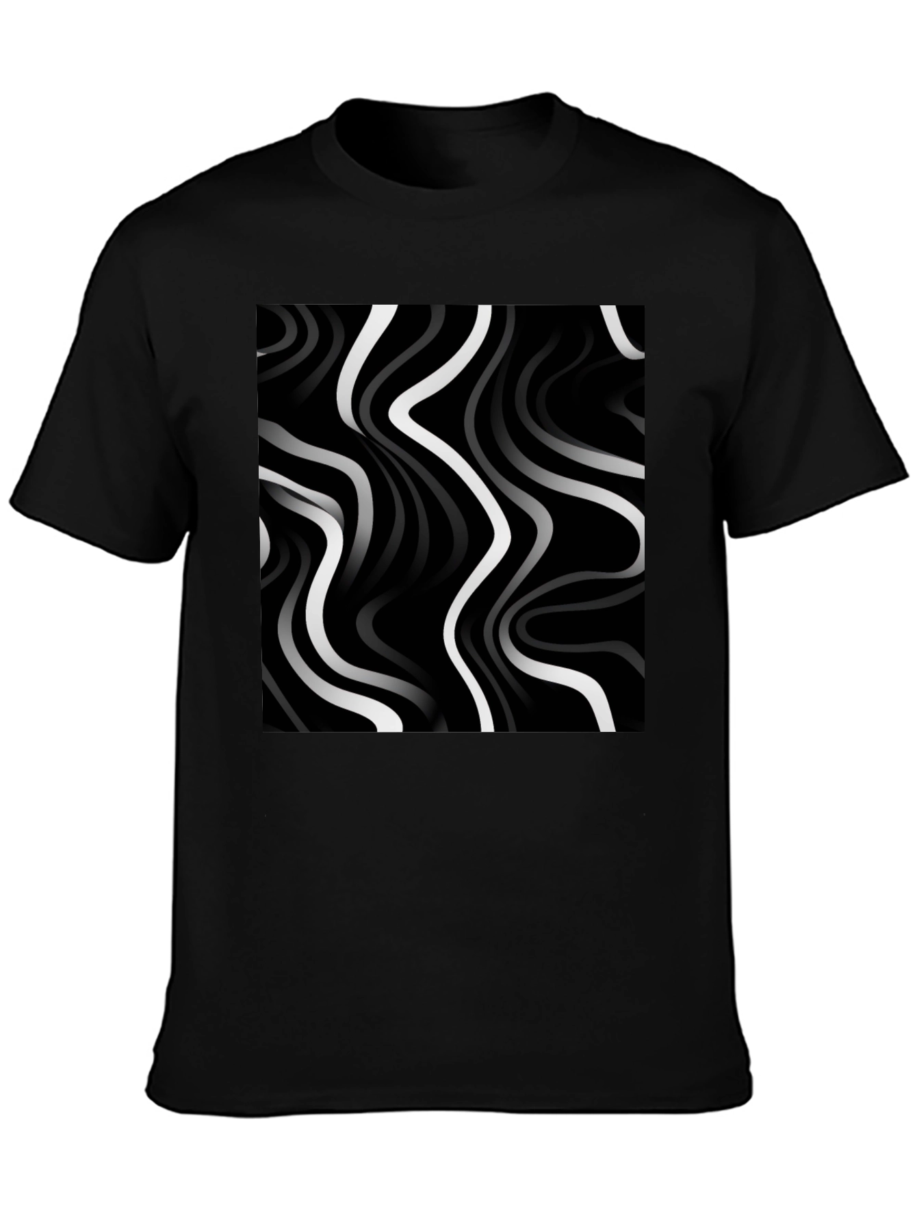 Abstract Wave Pattern Tee - Modern Black T-Shirt
