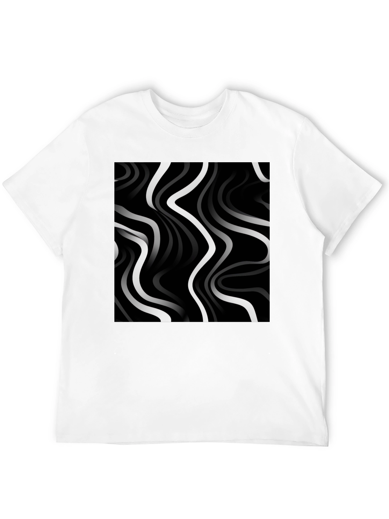 Abstract Wave Pattern Tee - Modern Black T-Shirt