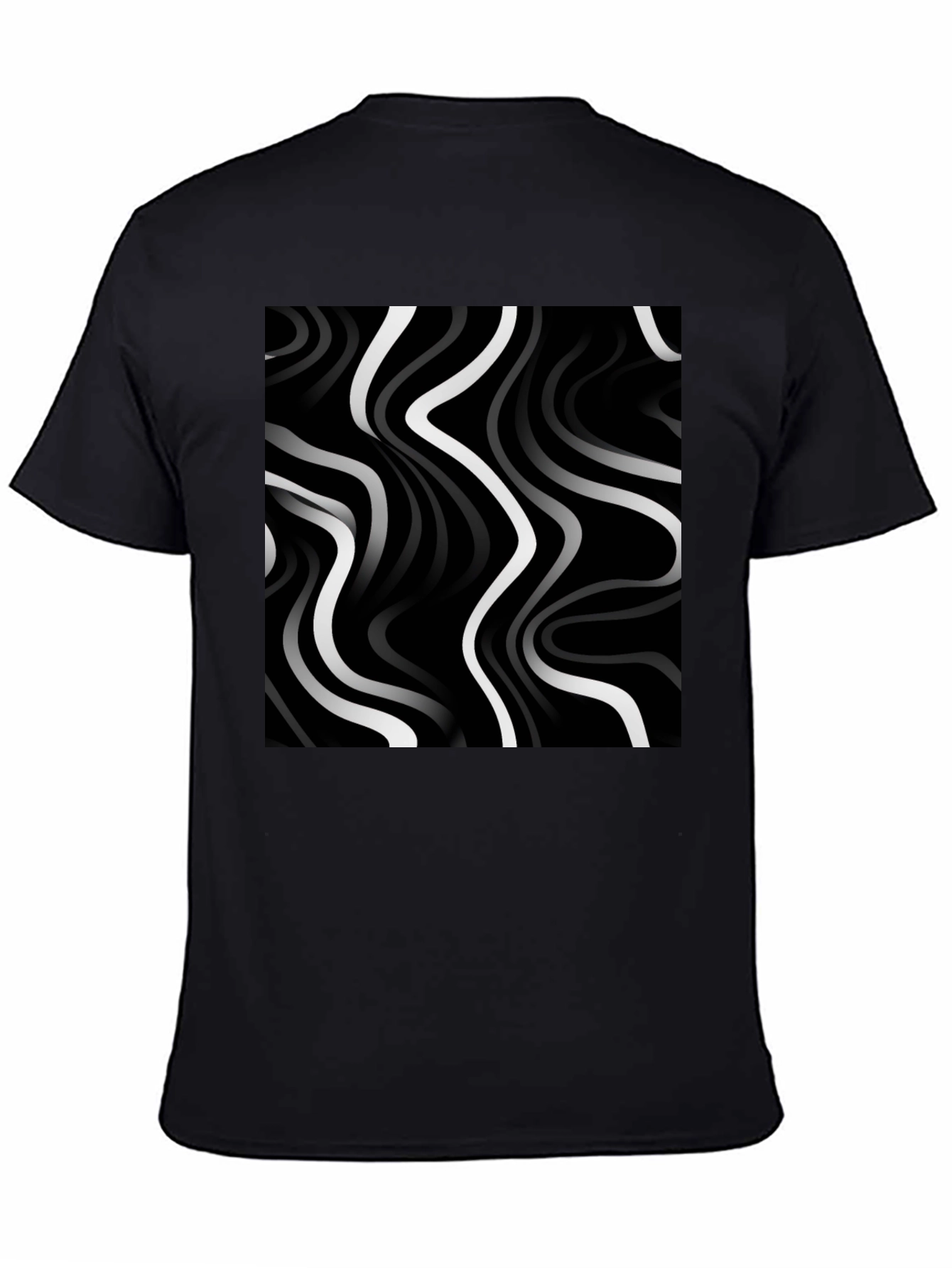 Abstract Wave Pattern Tee - Modern Black T-Shirt