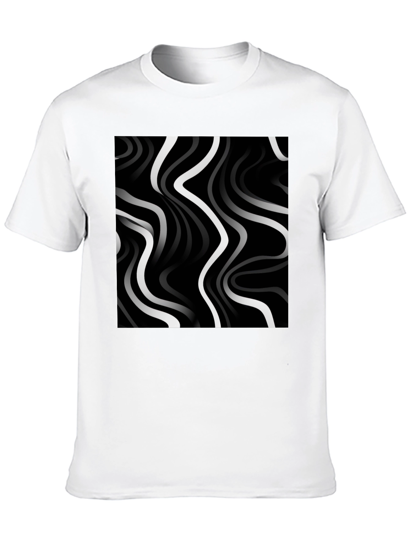 Abstract Wave Pattern Tee - Modern Black T-Shirt