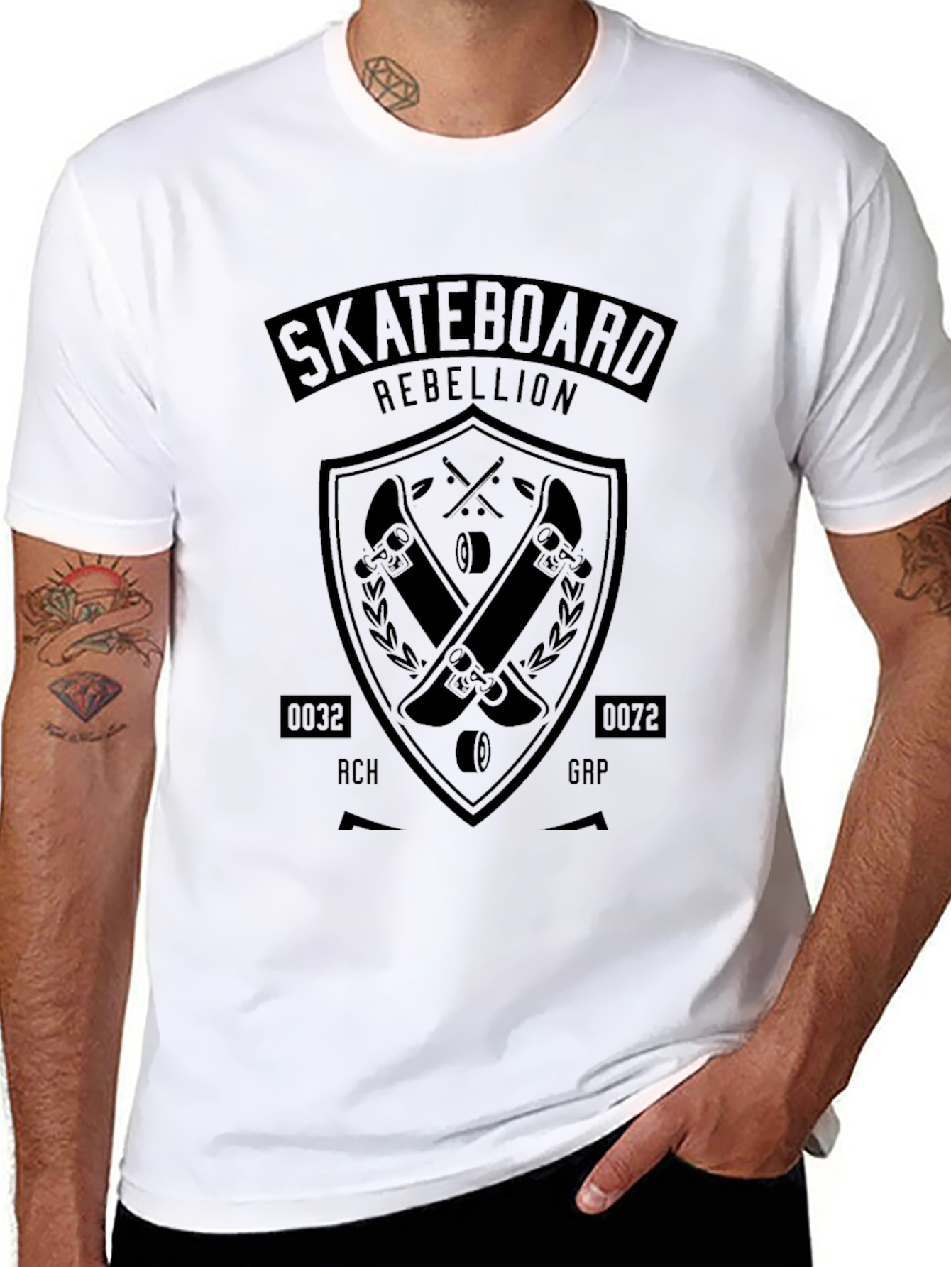 Skateboard Rebellion Graphic T-Shirt - Black