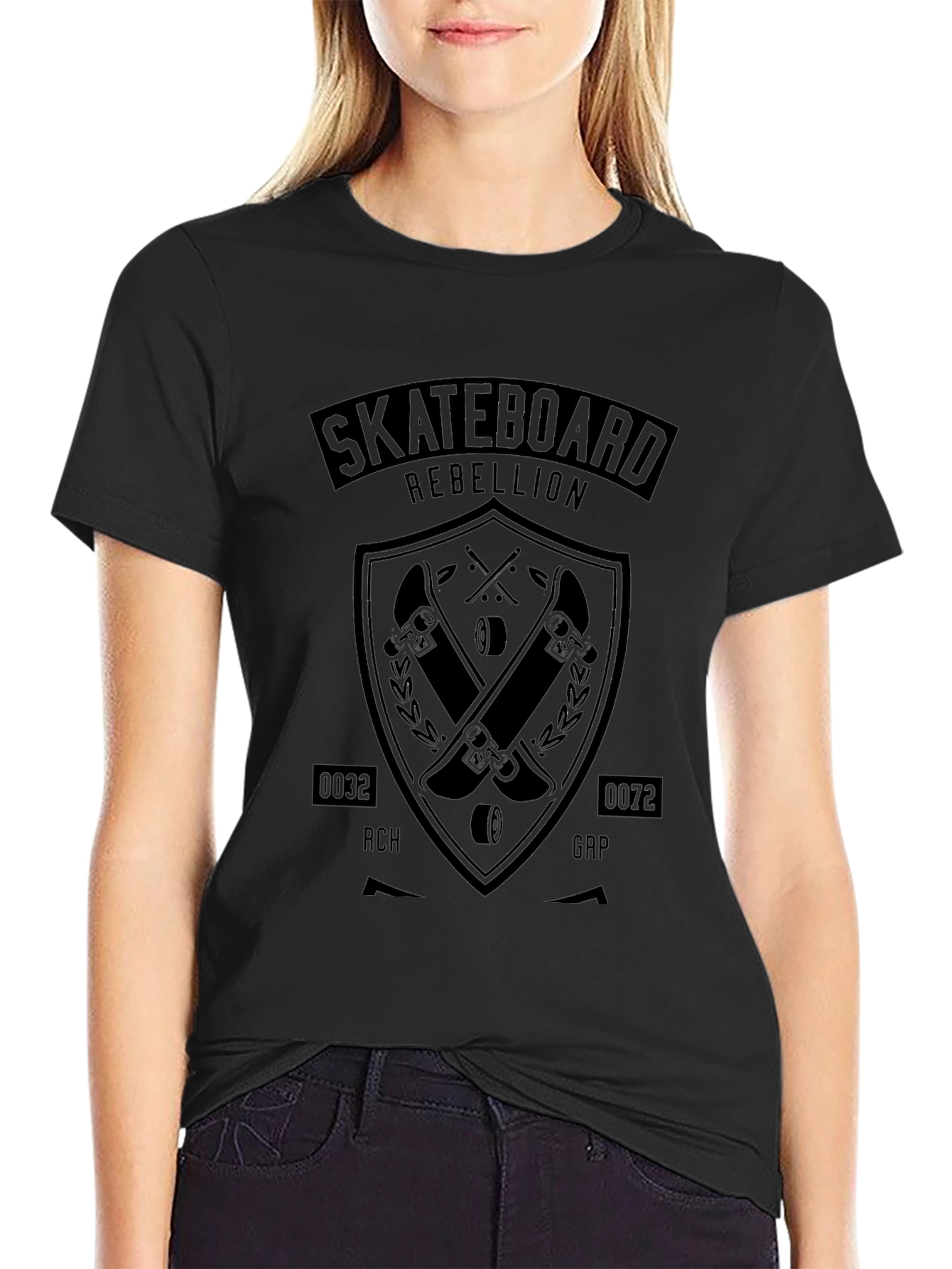 Skateboard Rebellion Graphic T-Shirt - Black