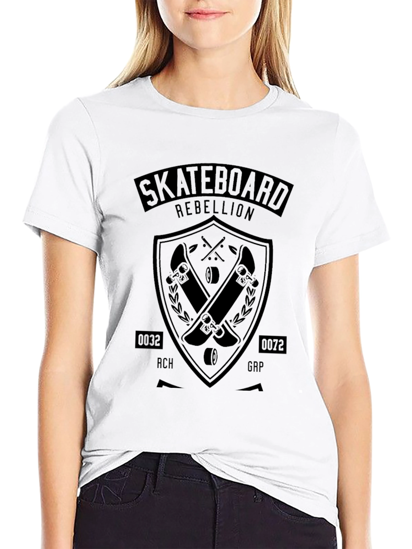 Skateboard Rebellion Graphic T-Shirt - Black