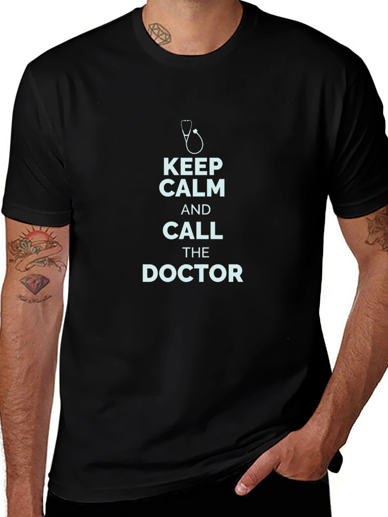Keep Calm and Call the Doctor Black T-Shirt