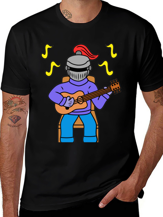Knight Musician Graphic Tee - Black Cotton T-Shirt