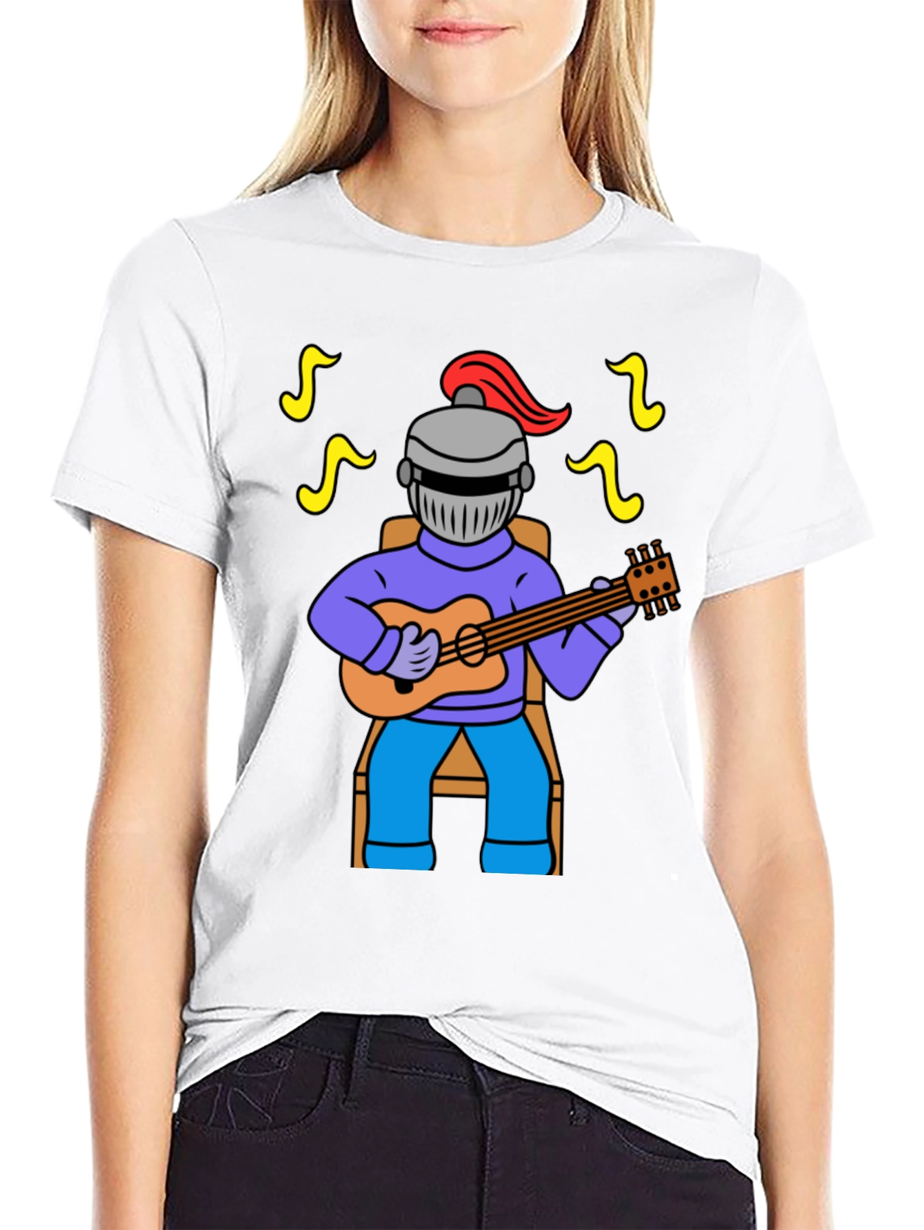 Knight Musician Graphic Tee - Black Cotton T-Shirt