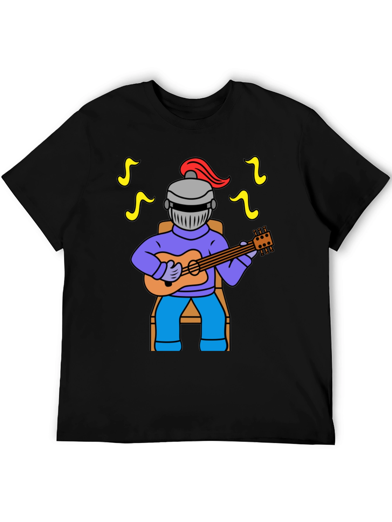 Knight Musician Graphic Tee - Black Cotton T-Shirt