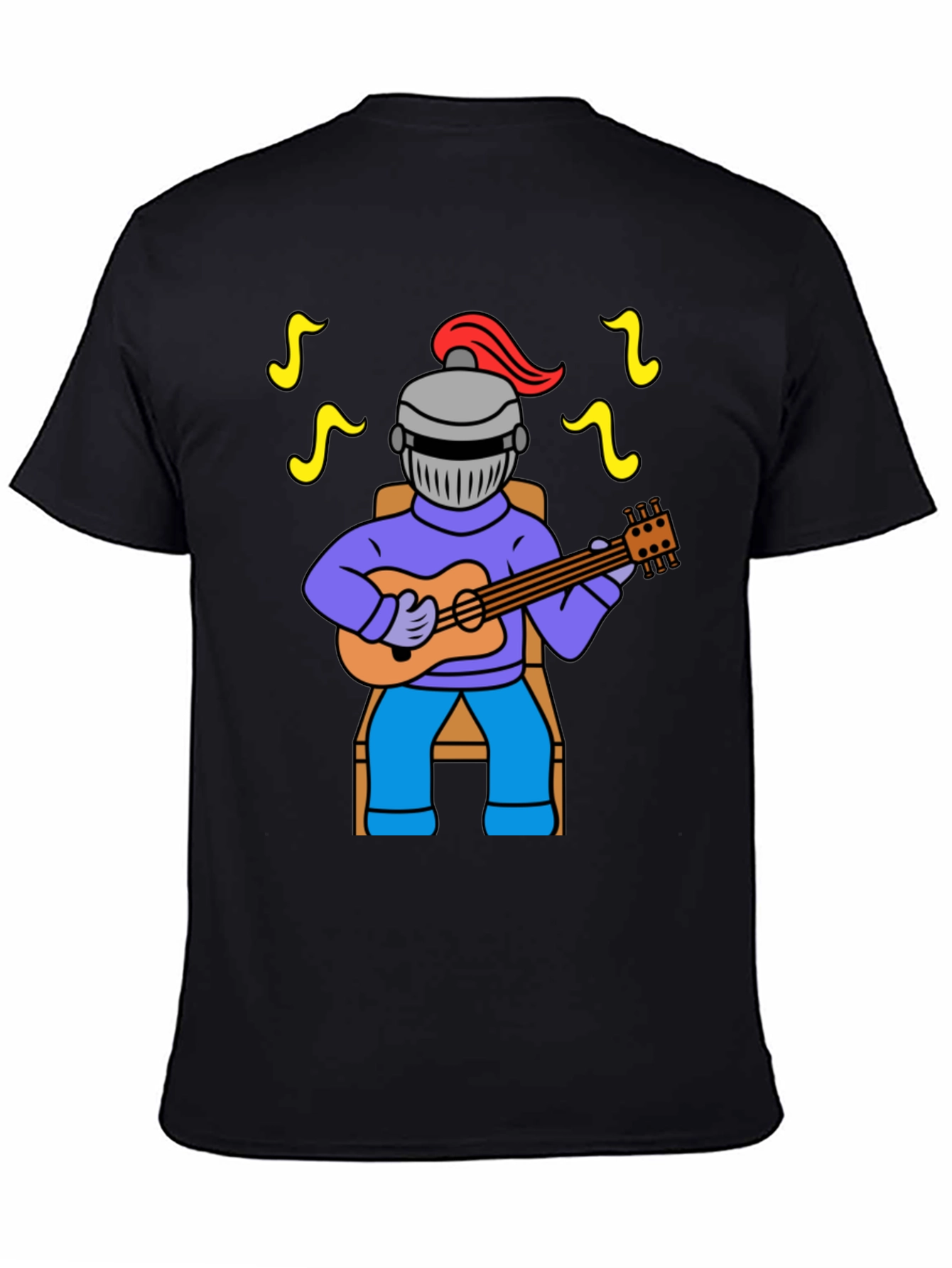 Knight Musician Graphic Tee - Black Cotton T-Shirt