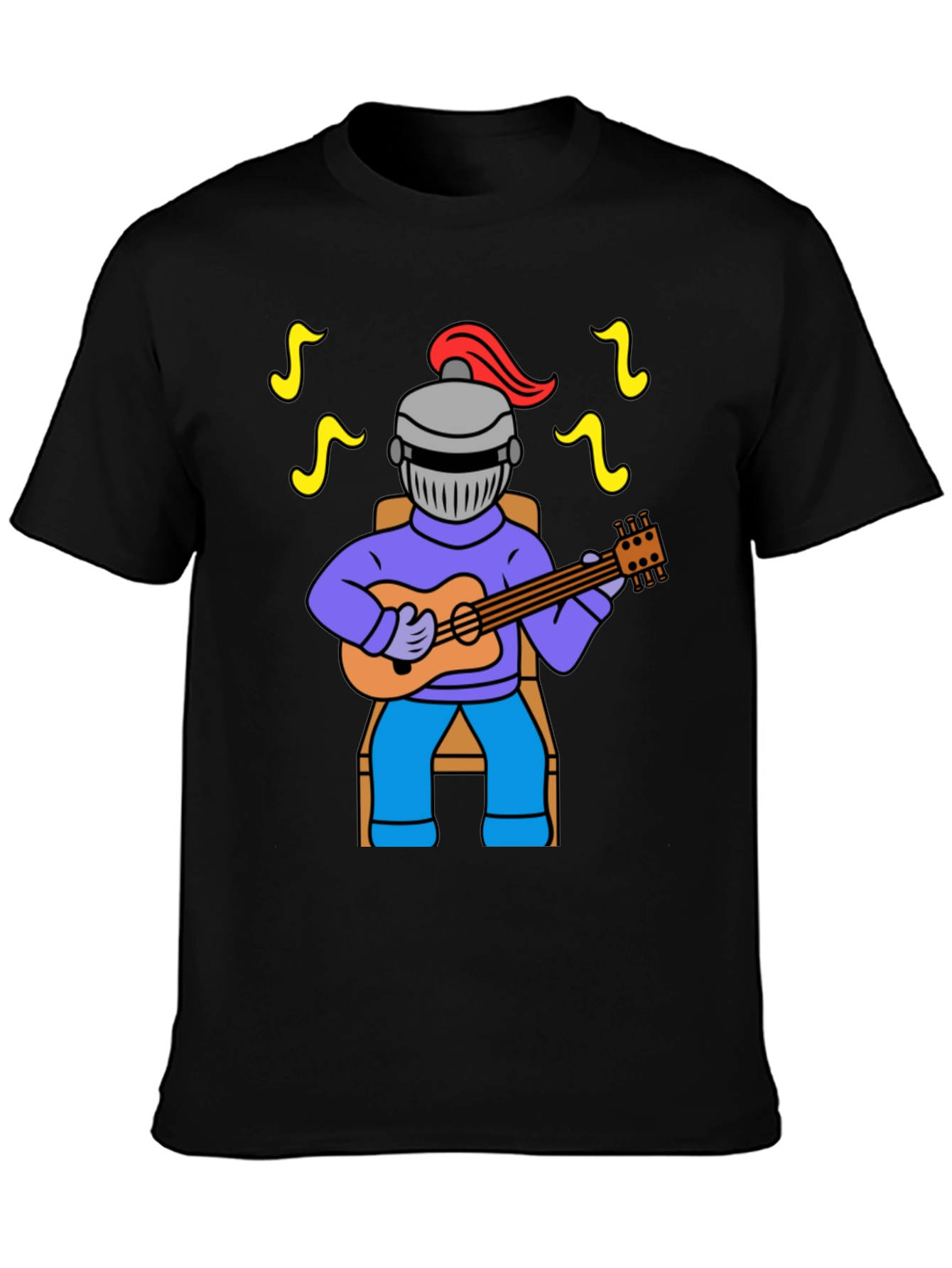 Knight Musician Graphic Tee - Black Cotton T-Shirt