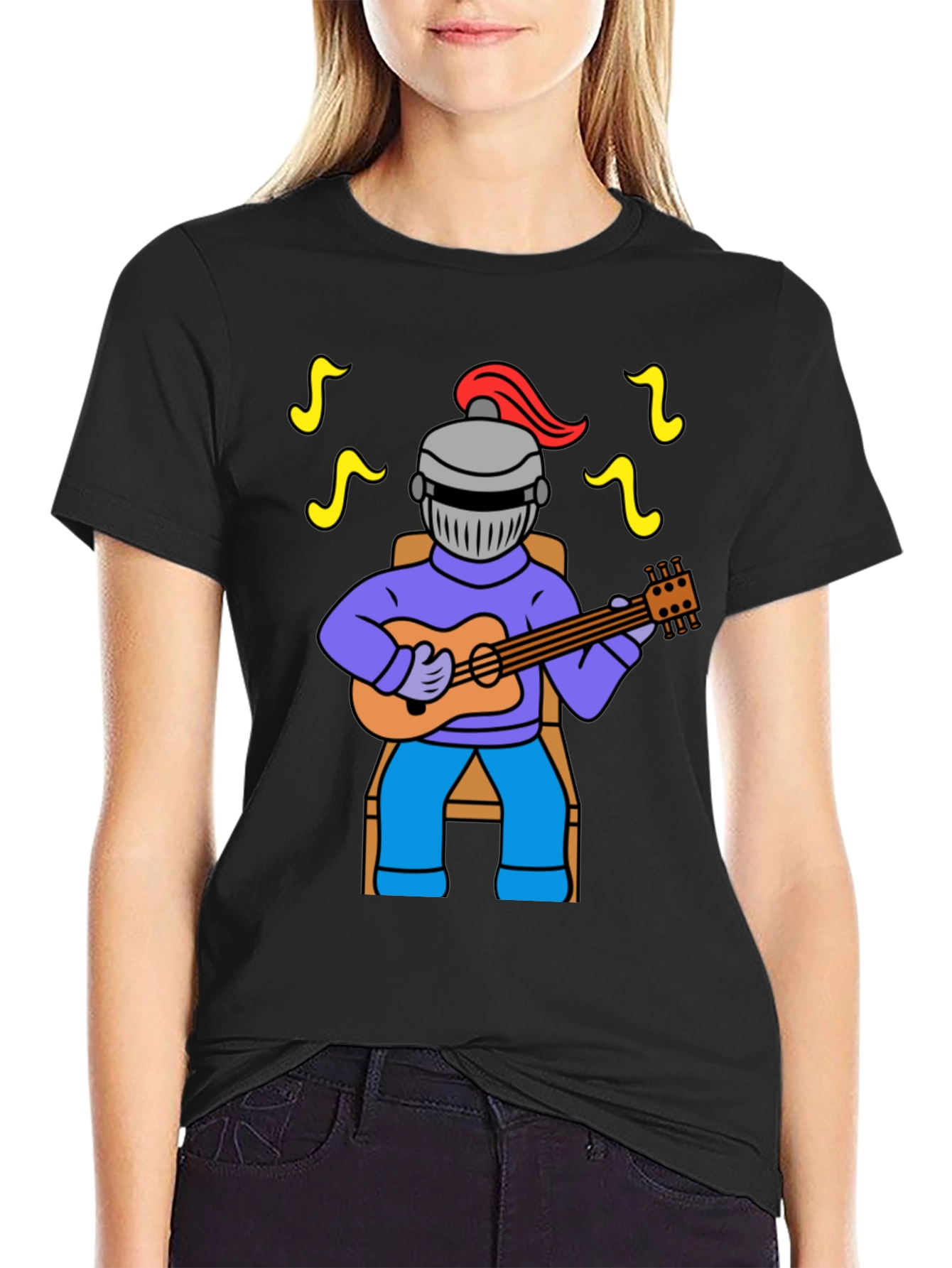Knight Musician Graphic Tee - Black Cotton T-Shirt