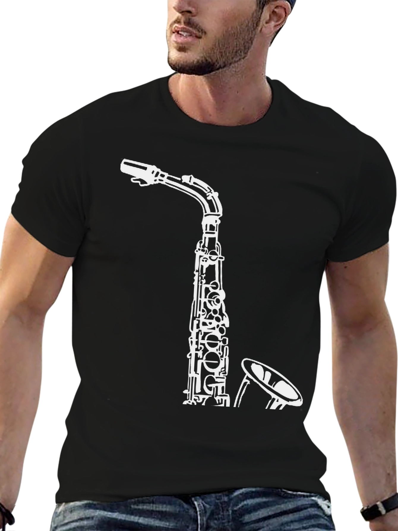 Saxophone Graphic Tee - Cool Musician Shirt