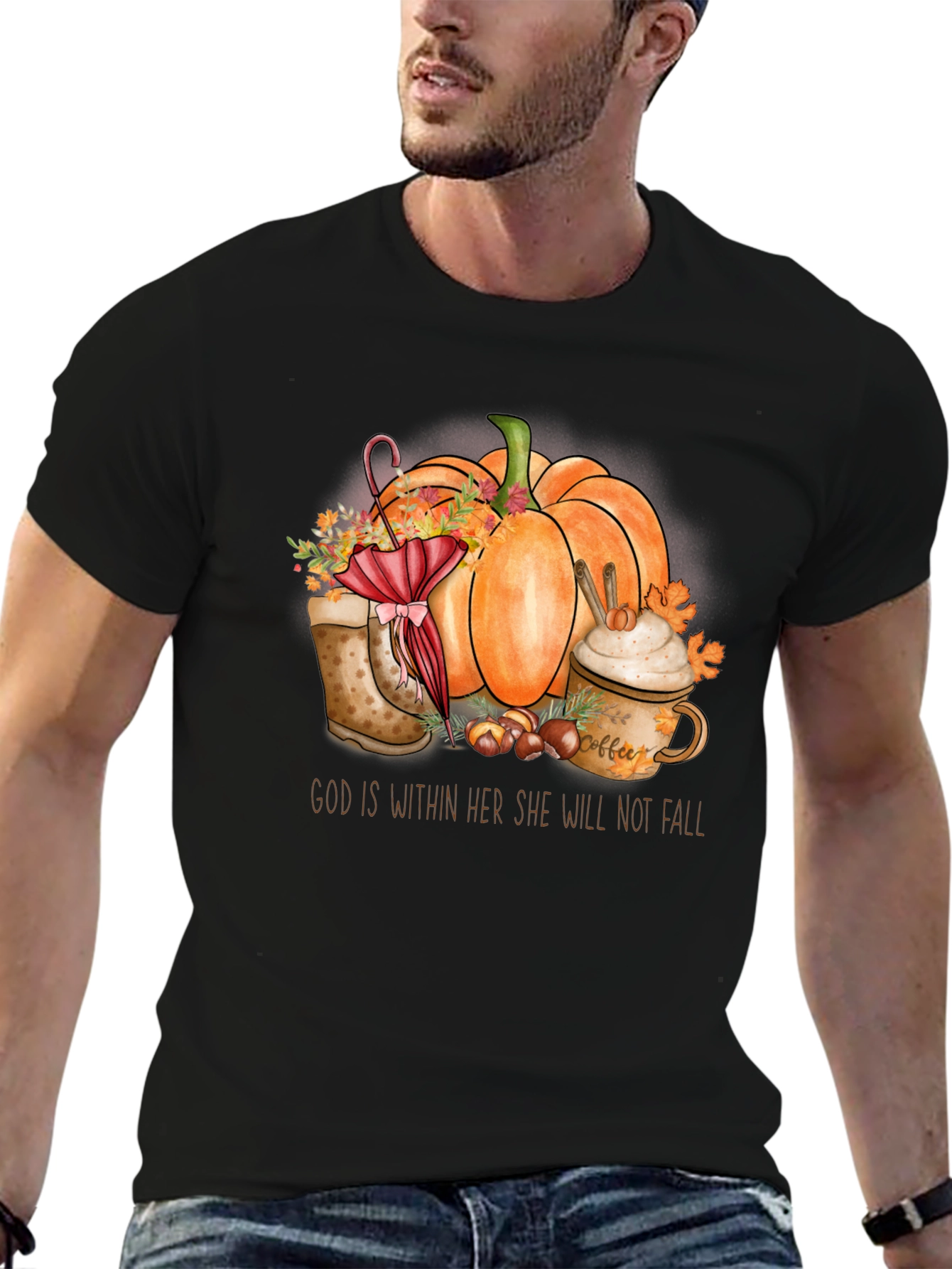 Fall Pumpkin T-Shirt - God is Within Her