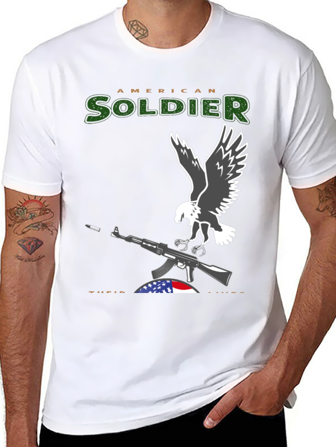 American Soldier Eagle Graphic T-Shirt