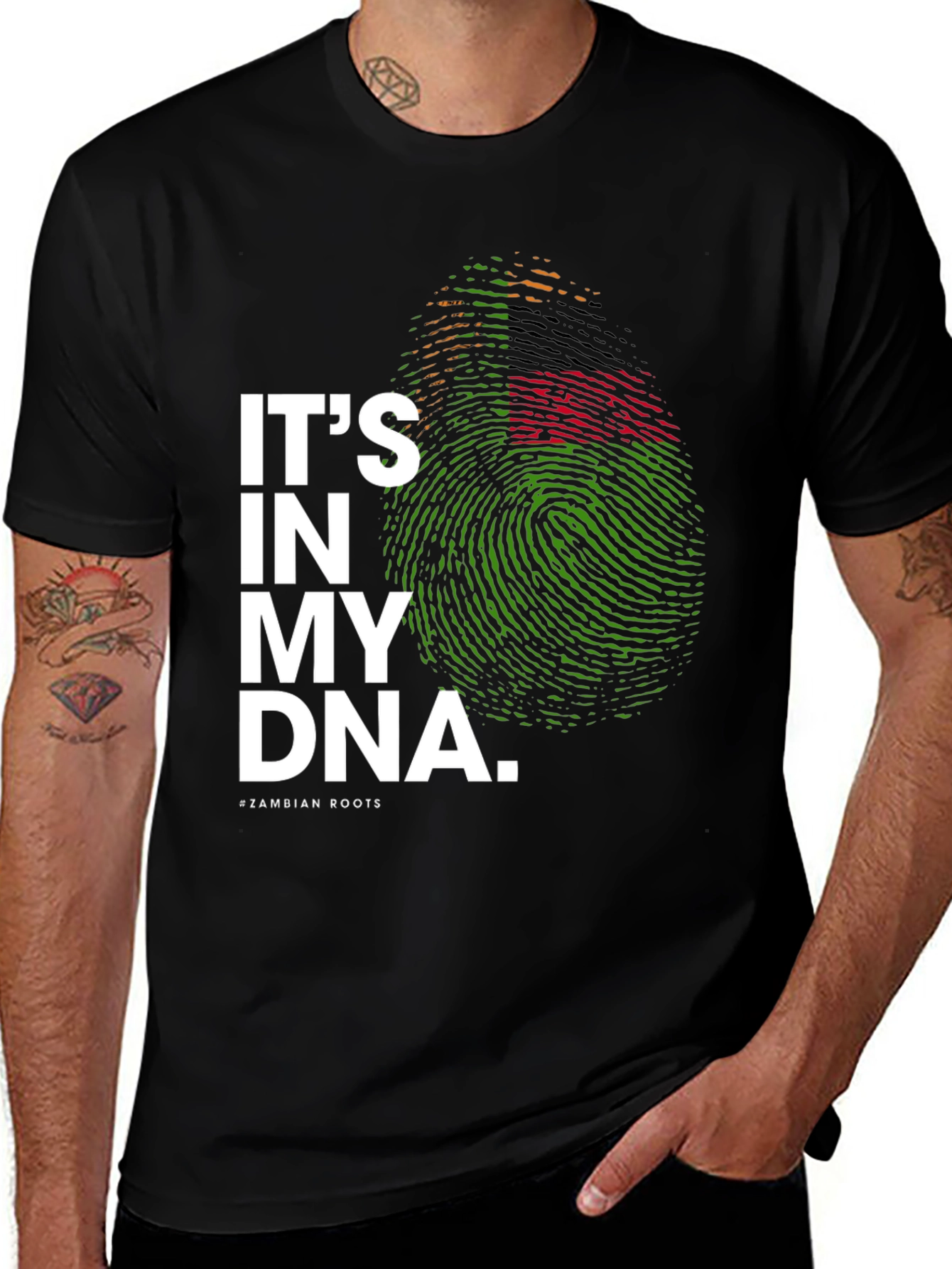 Its in My DNA Zambian Roots Black T-Shirt