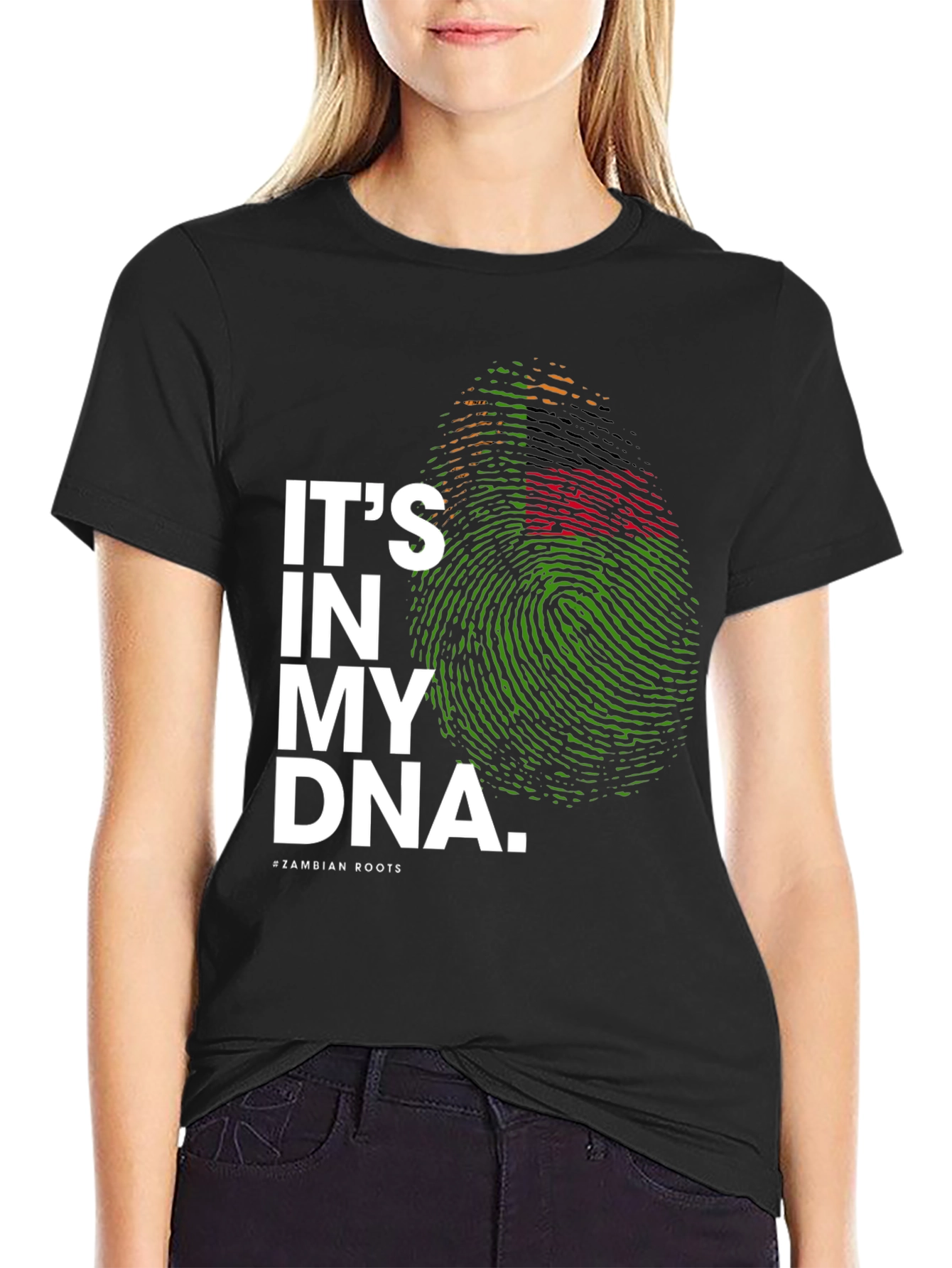 Its in My DNA Zambian Roots Black T-Shirt