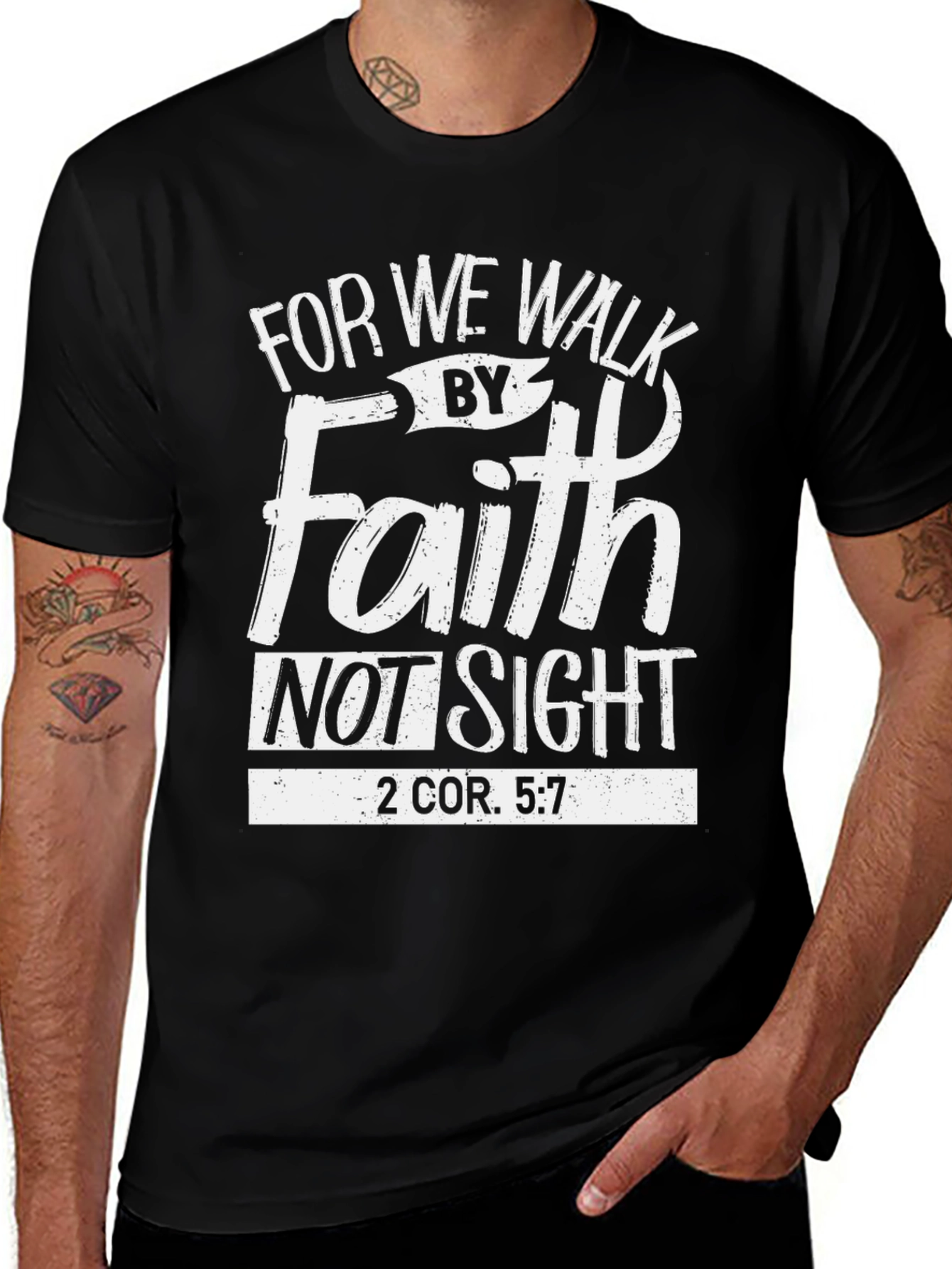 Faith Christian T-Shirt - Walk By Faith Not Sight