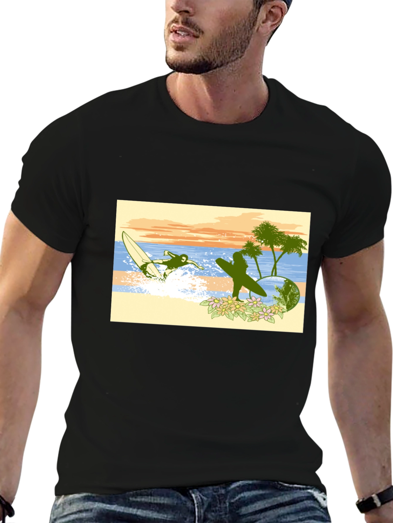 Surfing Graphic Tee - Beach Vibes