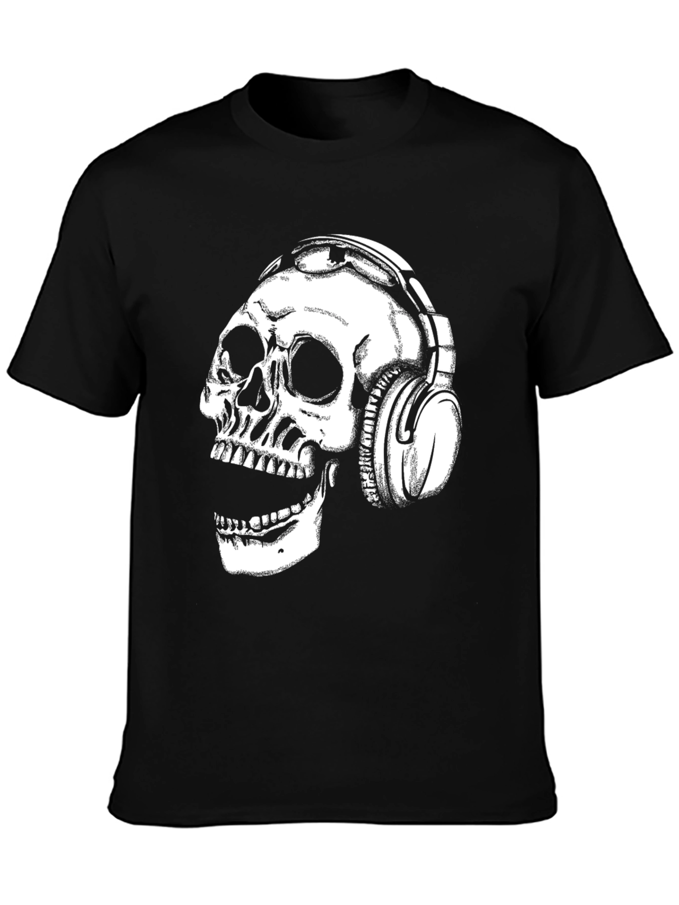 Skull Headphones Black T-Shirt