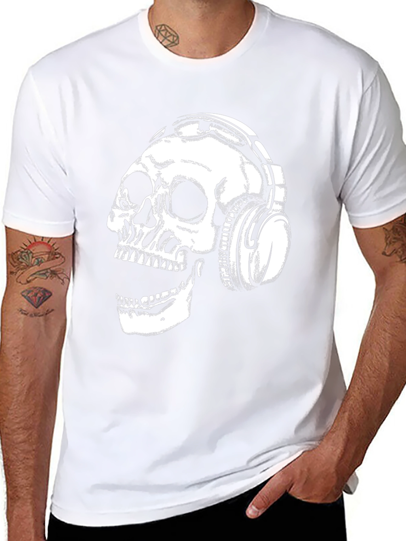 Skull Headphones Black T-Shirt